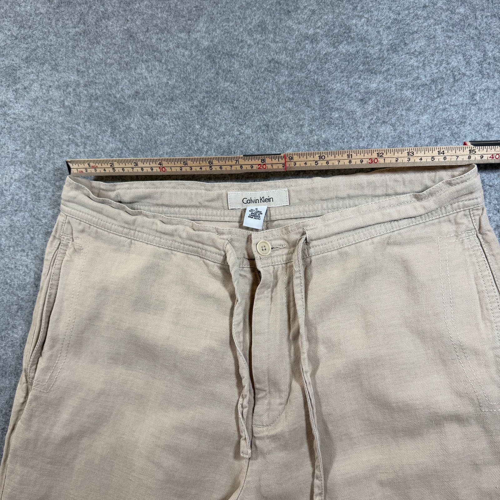 Calvin Klein Linen Pants Womens S Khaki High Rise Relaxed Fit Summer Trousers thumbnail 7