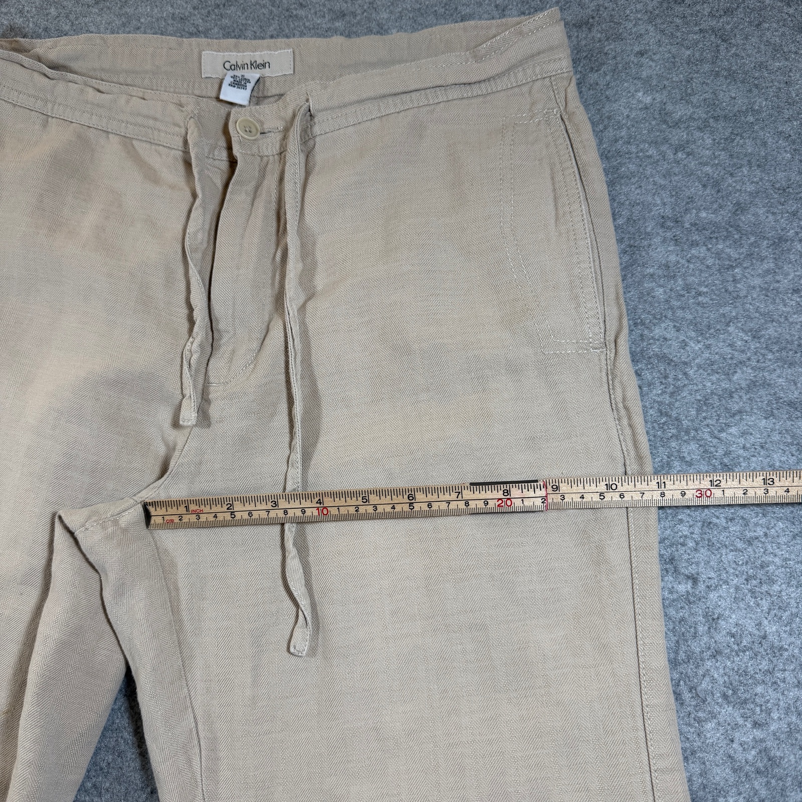 Calvin Klein Linen Pants Womens S Khaki High Rise Relaxed Fit Summer Trousers thumbnail 9