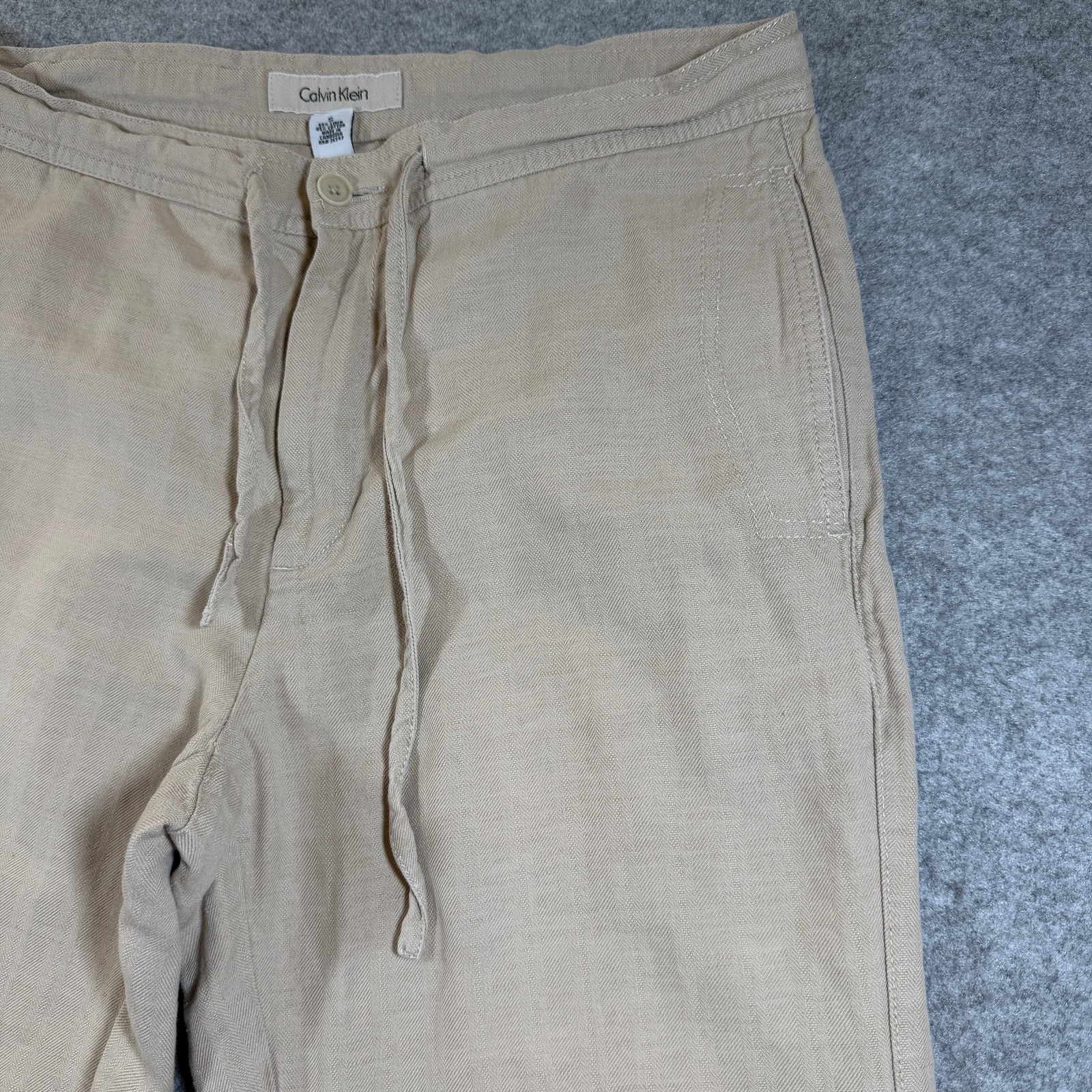 Calvin Klein Linen Pants Womens S Khaki High Rise Relaxed Fit Summer Trousers thumbnail 11