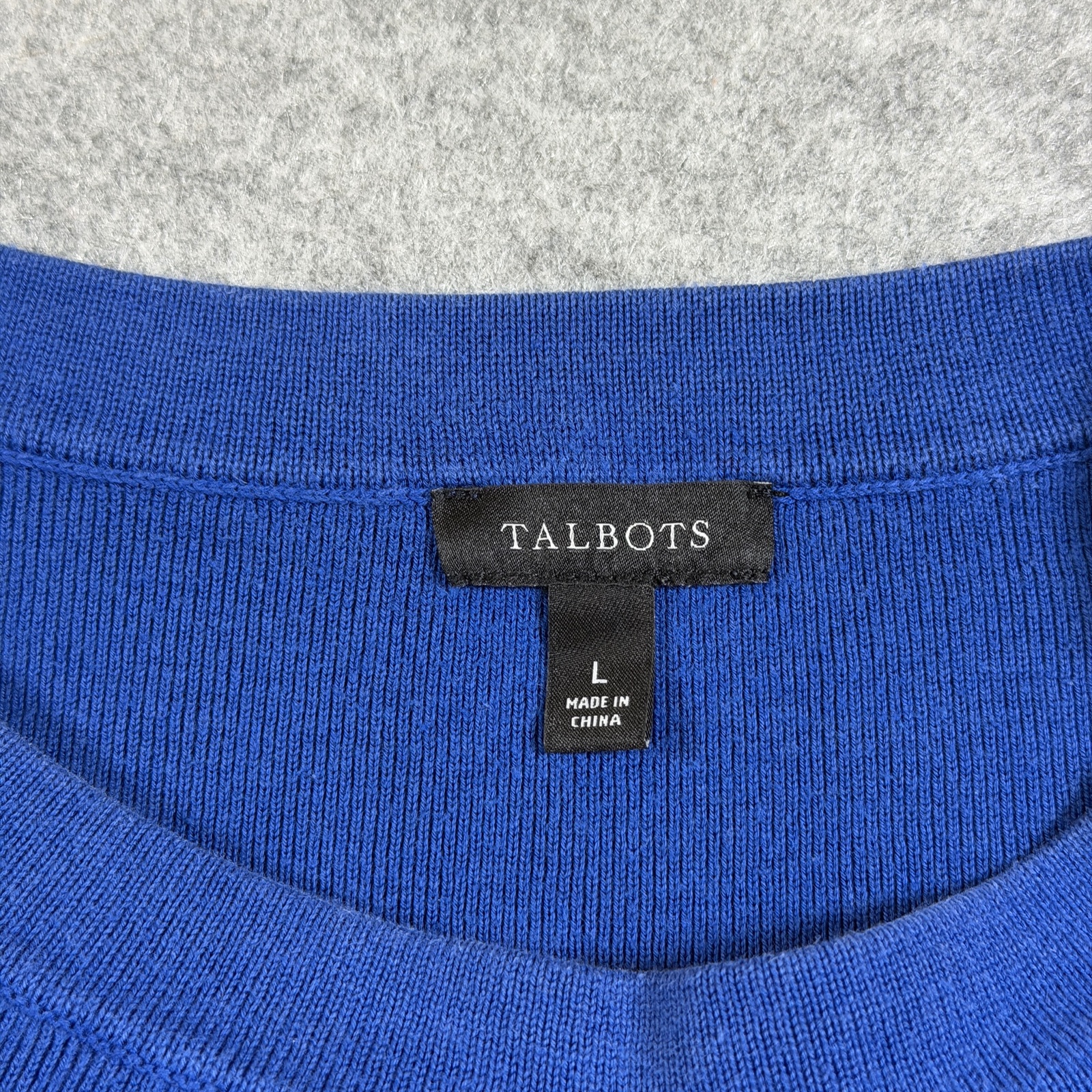 Talbots Sweater Womens L Blue Puff Sleeve Ribbed Knit Shoulder Button Cotton thumbnail 3
