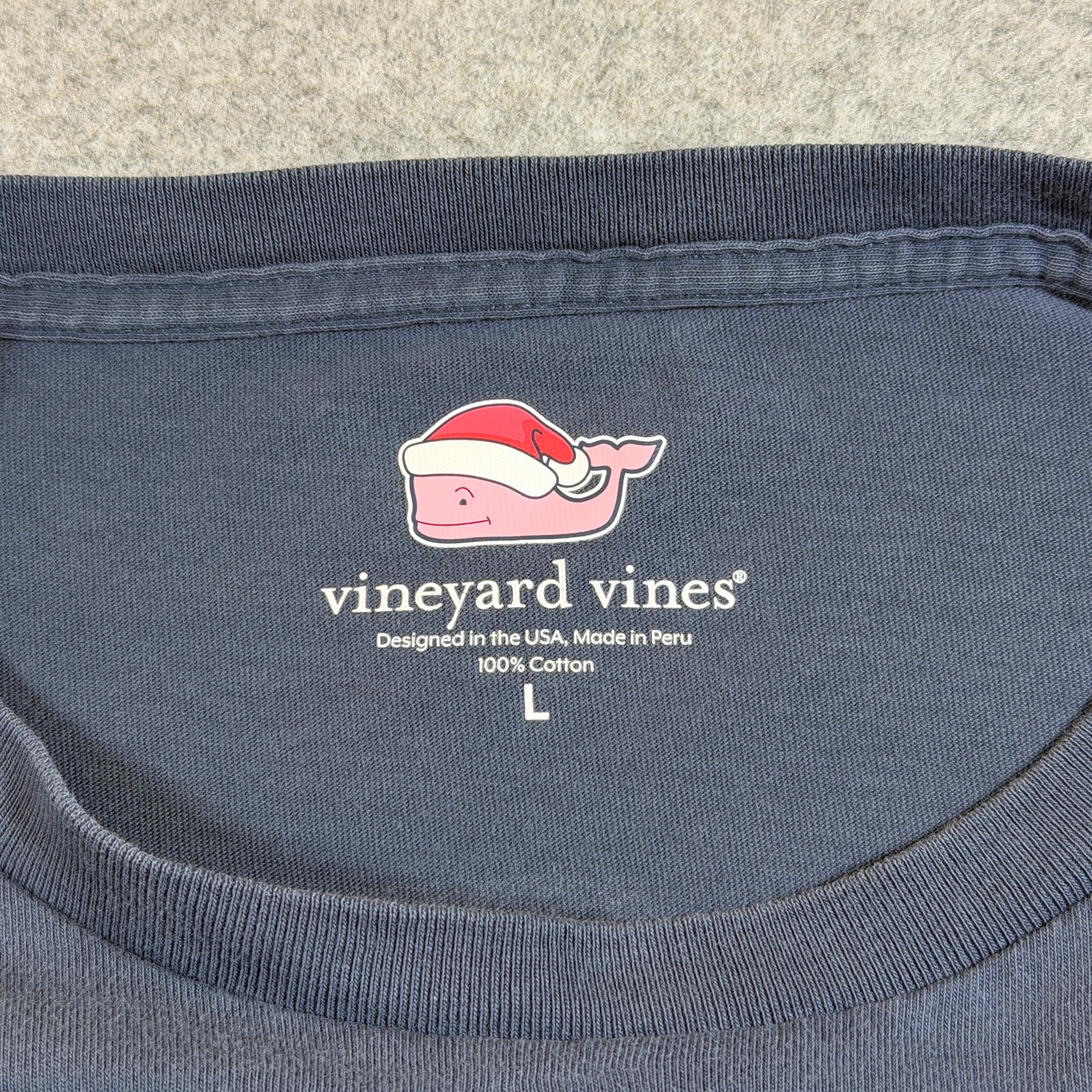 Vineyard Vines Pocket T Shirt Mens L Navy Making Spirits Bright Holiday Cotton thumbnail 3