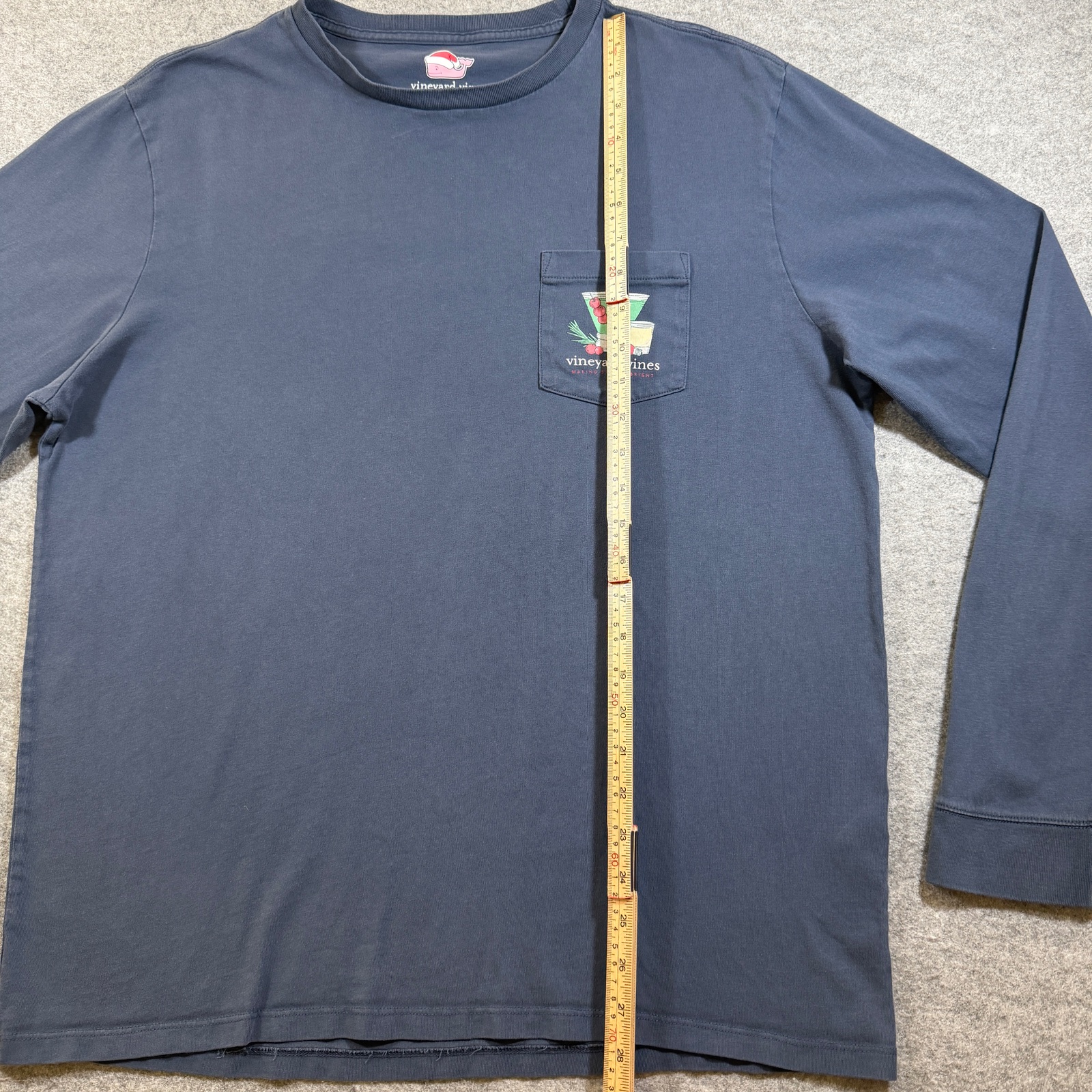 Vineyard Vines Pocket T Shirt Mens L Navy Making Spirits Bright Holiday Cotton thumbnail 5