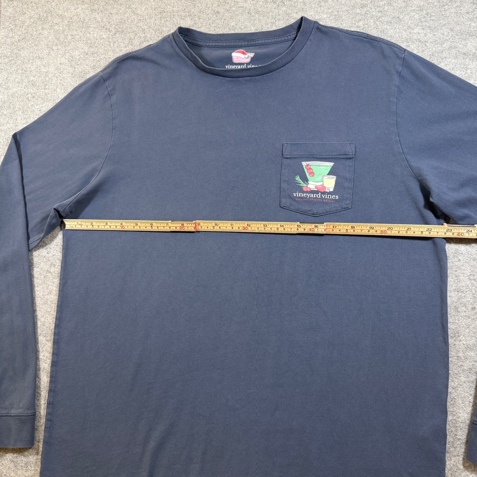 Vineyard Vines Pocket T Shirt Mens L Navy Making Spirits Bright Holiday Cotton thumbnail 6