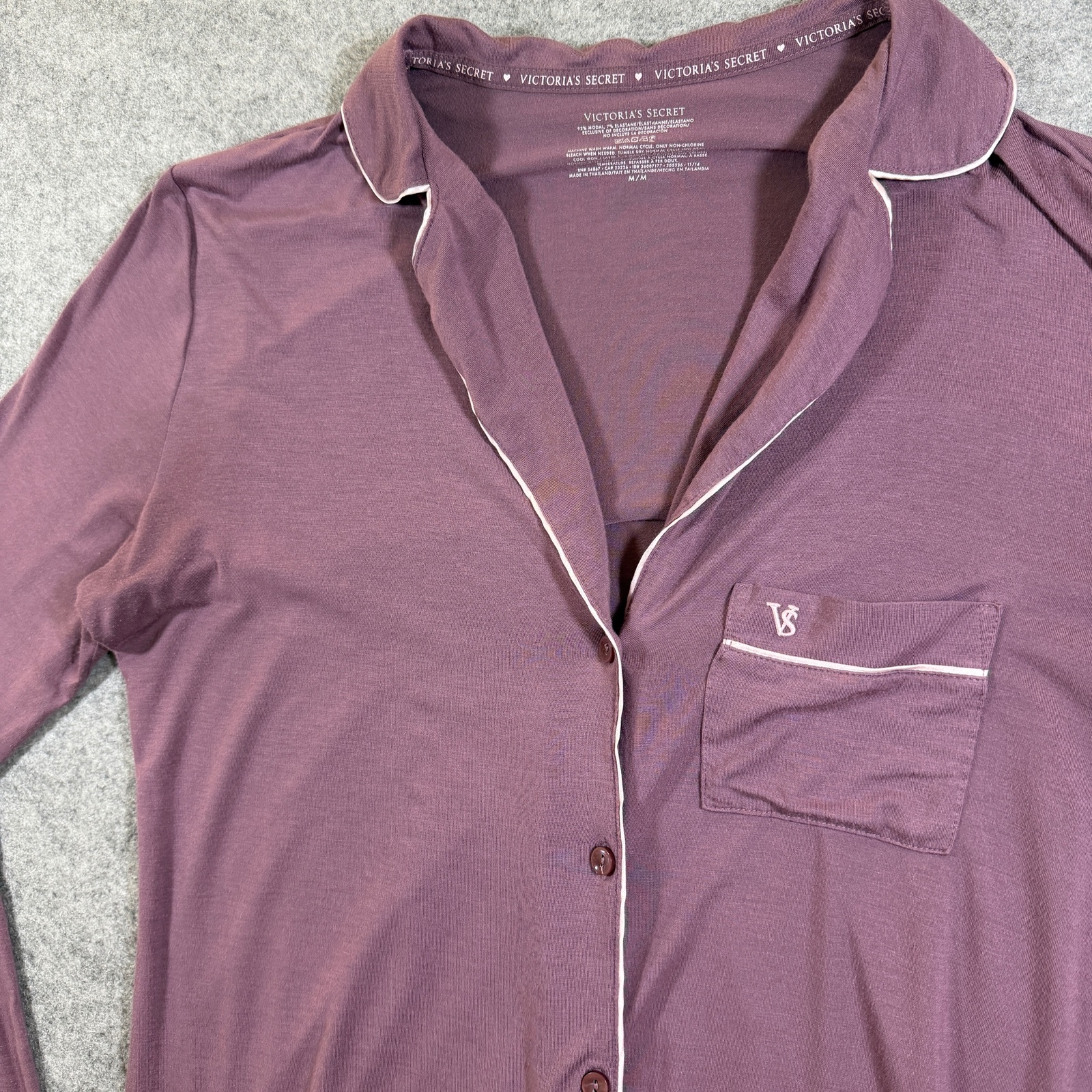 Victoria's Secret Sleep Shirt Nightgown Womens M Mauve Button Front Pocket Soft  thumbnail 3