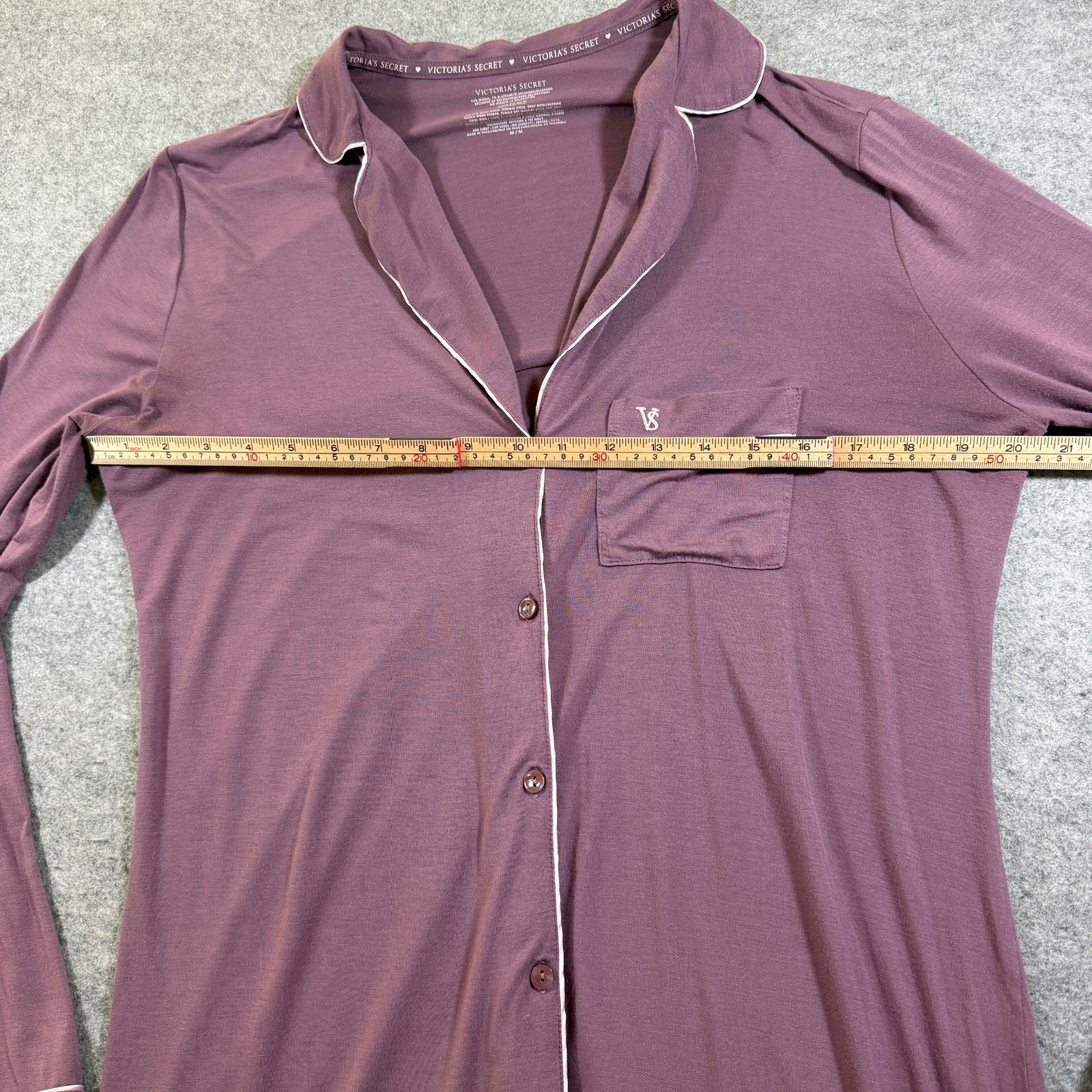 Victoria's Secret Sleep Shirt Nightgown Womens M Mauve Button Front Pocket Soft  thumbnail 7