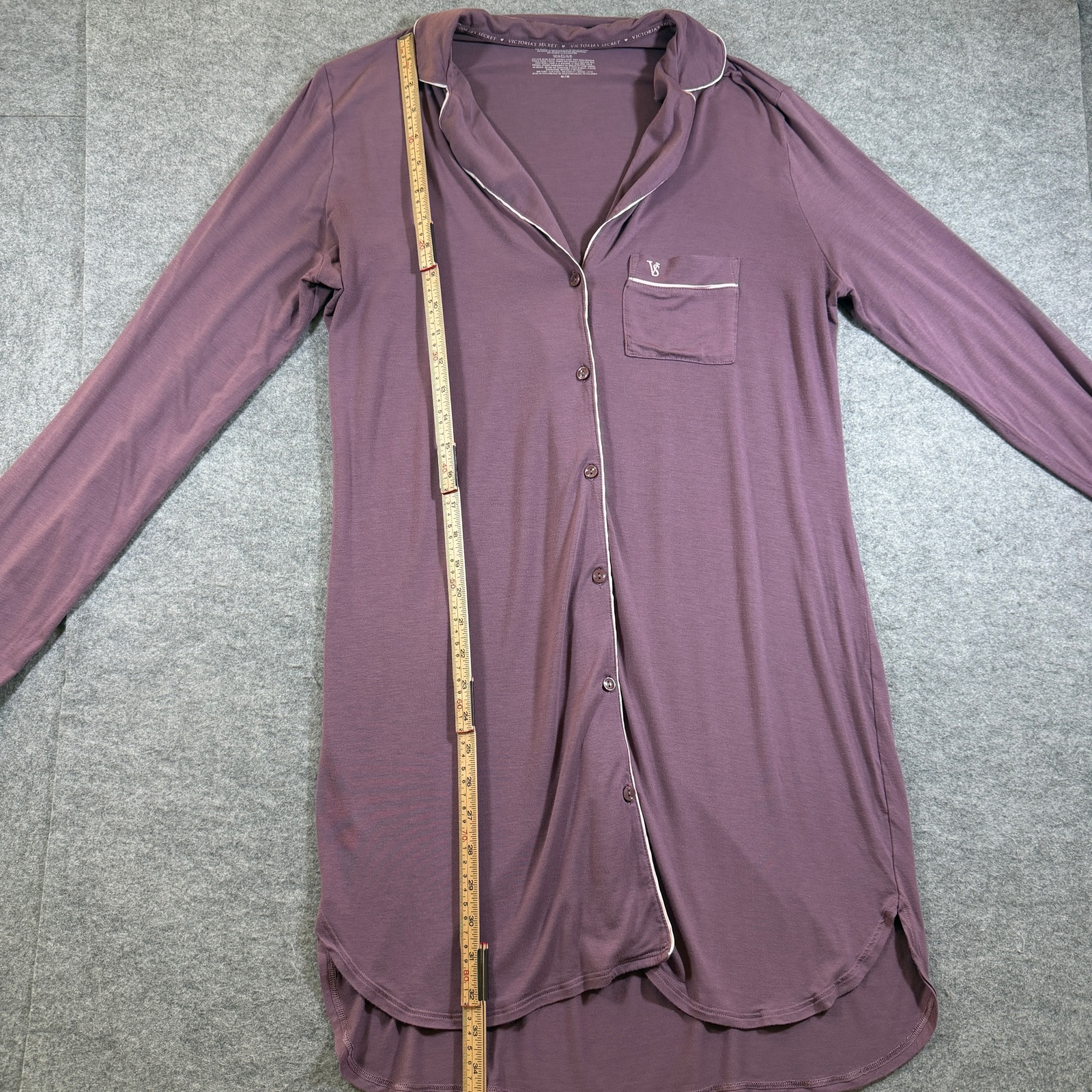 Victoria's Secret Sleep Shirt Nightgown Womens M Mauve Button Front Pocket Soft  thumbnail 8