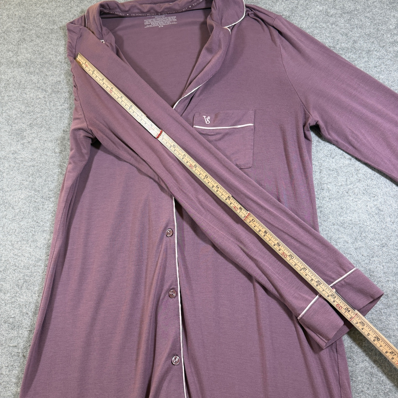 Victoria's Secret Sleep Shirt Nightgown Womens M Mauve Button Front Pocket Soft  thumbnail 9