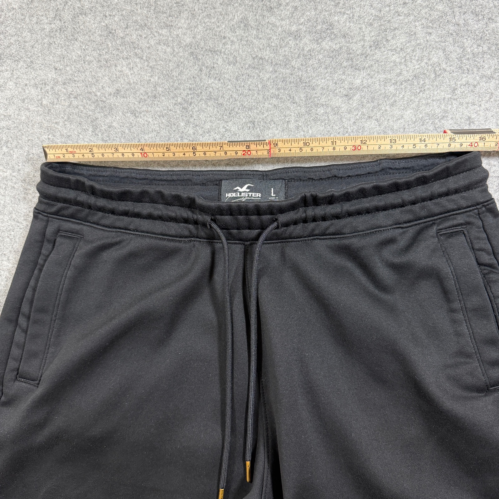 Hollister Sweat Shorts Mens L Black Logo Graphic Drawstring Athletic Lounge thumbnail 7