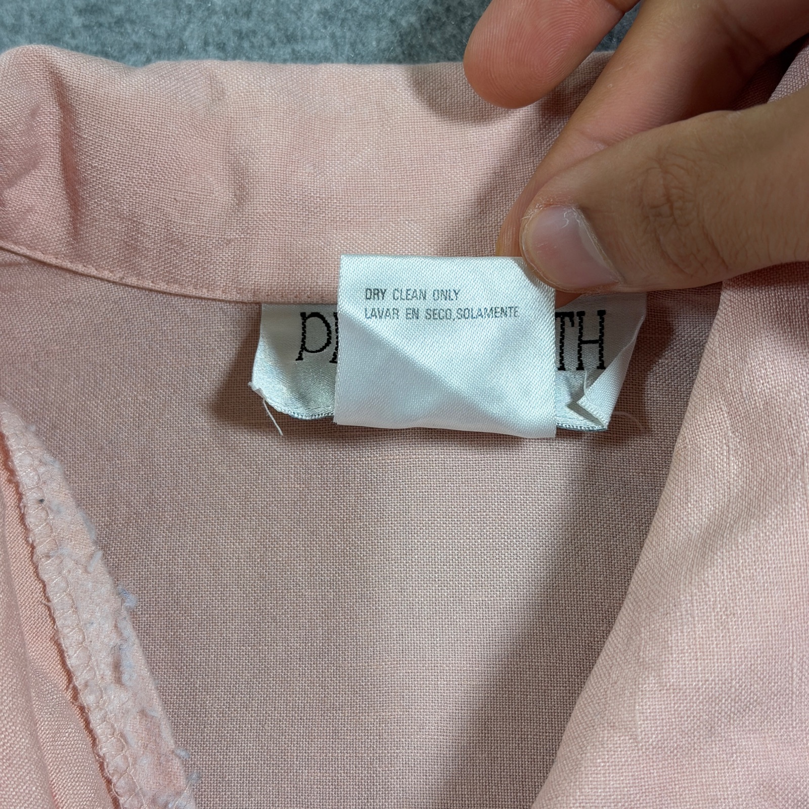 Plaza South Blouse Womens 16 Pink Linen Floral Embroidered Collared Vintage thumbnail 5