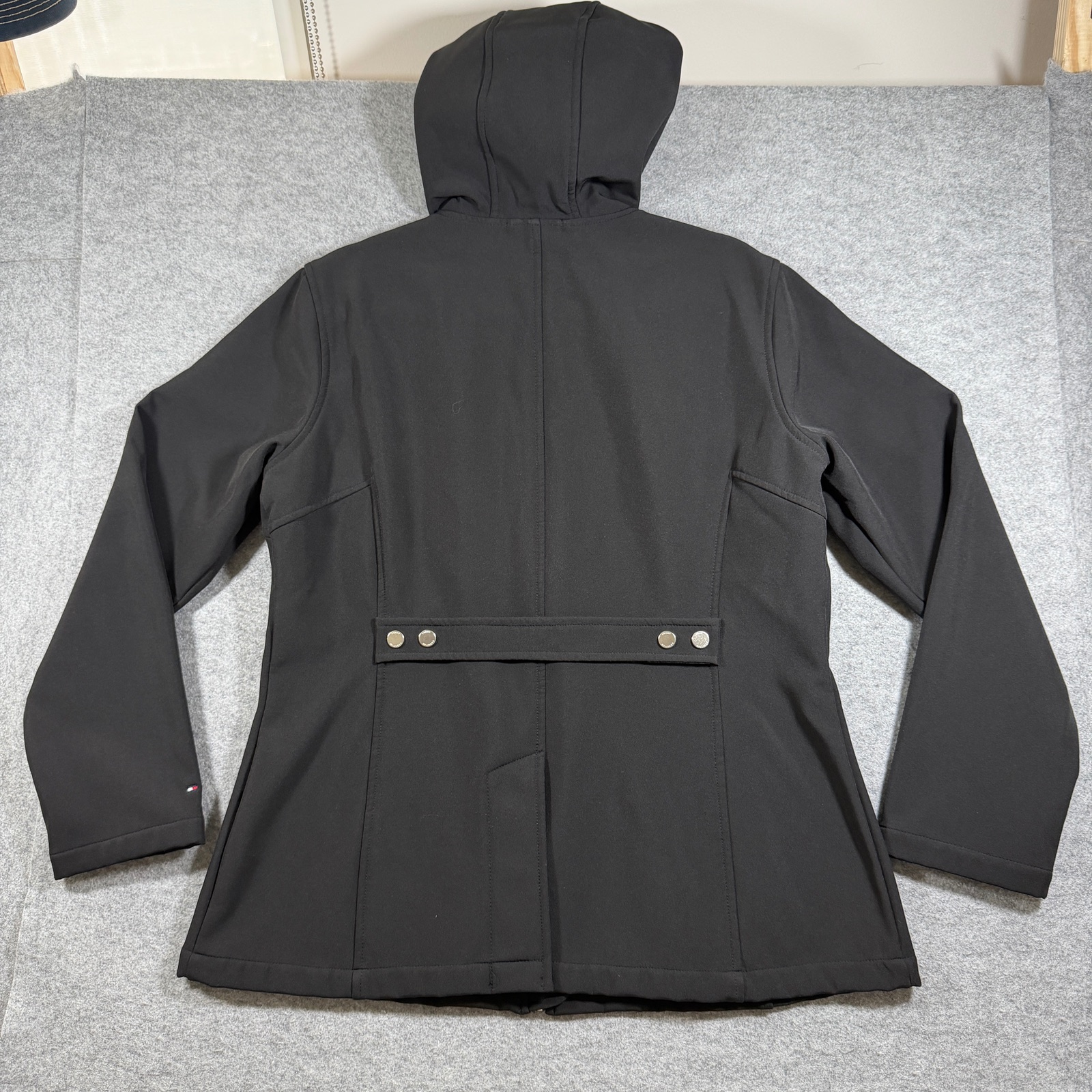 Tommy Hilfiger Soft Shell Jacket Womens L Black Hooded Full Zip Fleece Lined thumbnail 2
