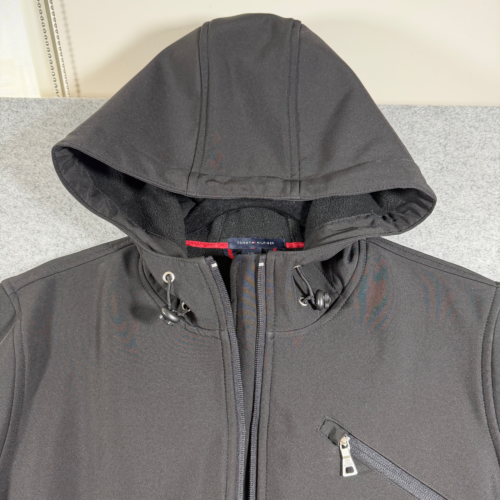 Tommy Hilfiger Soft Shell Jacket Womens L Black Hooded Full Zip Fleece Lined thumbnail 5