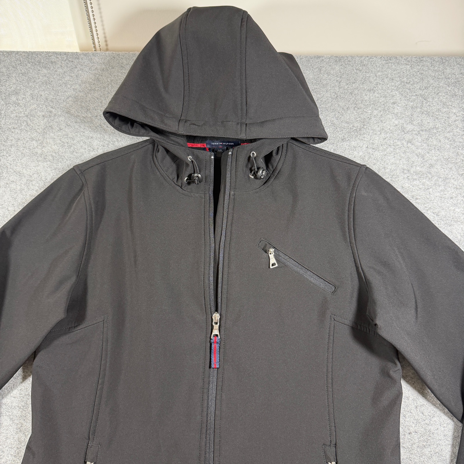 Tommy Hilfiger Soft Shell Jacket Womens L Black Hooded Full Zip Fleece Lined thumbnail 9