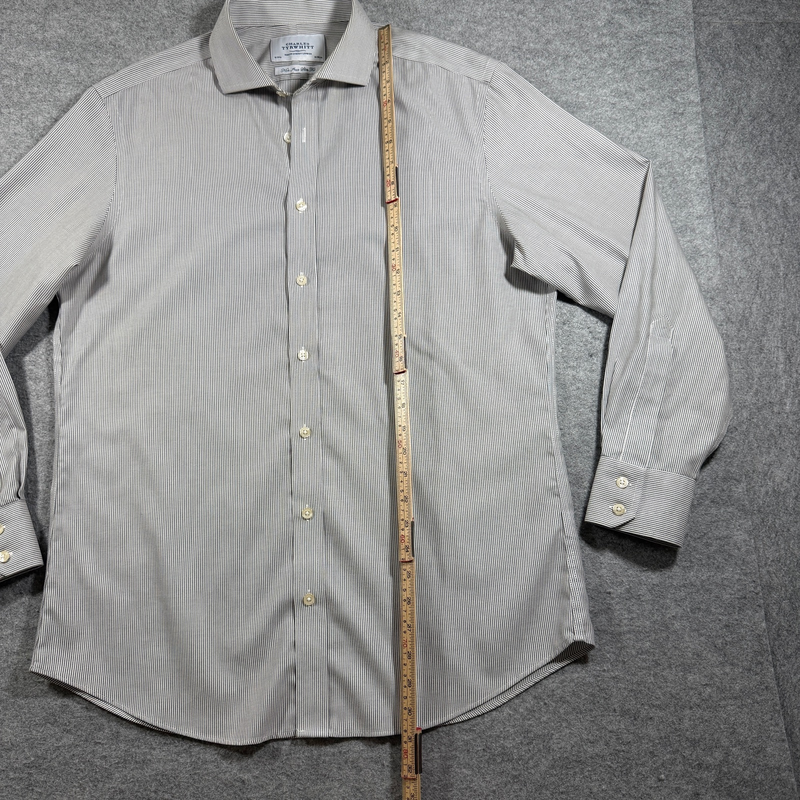 Charles Tyrwhitt Dress Shirt Men 16/34 (L) Black White Striped Slim Fit Non Iron thumbnail 4