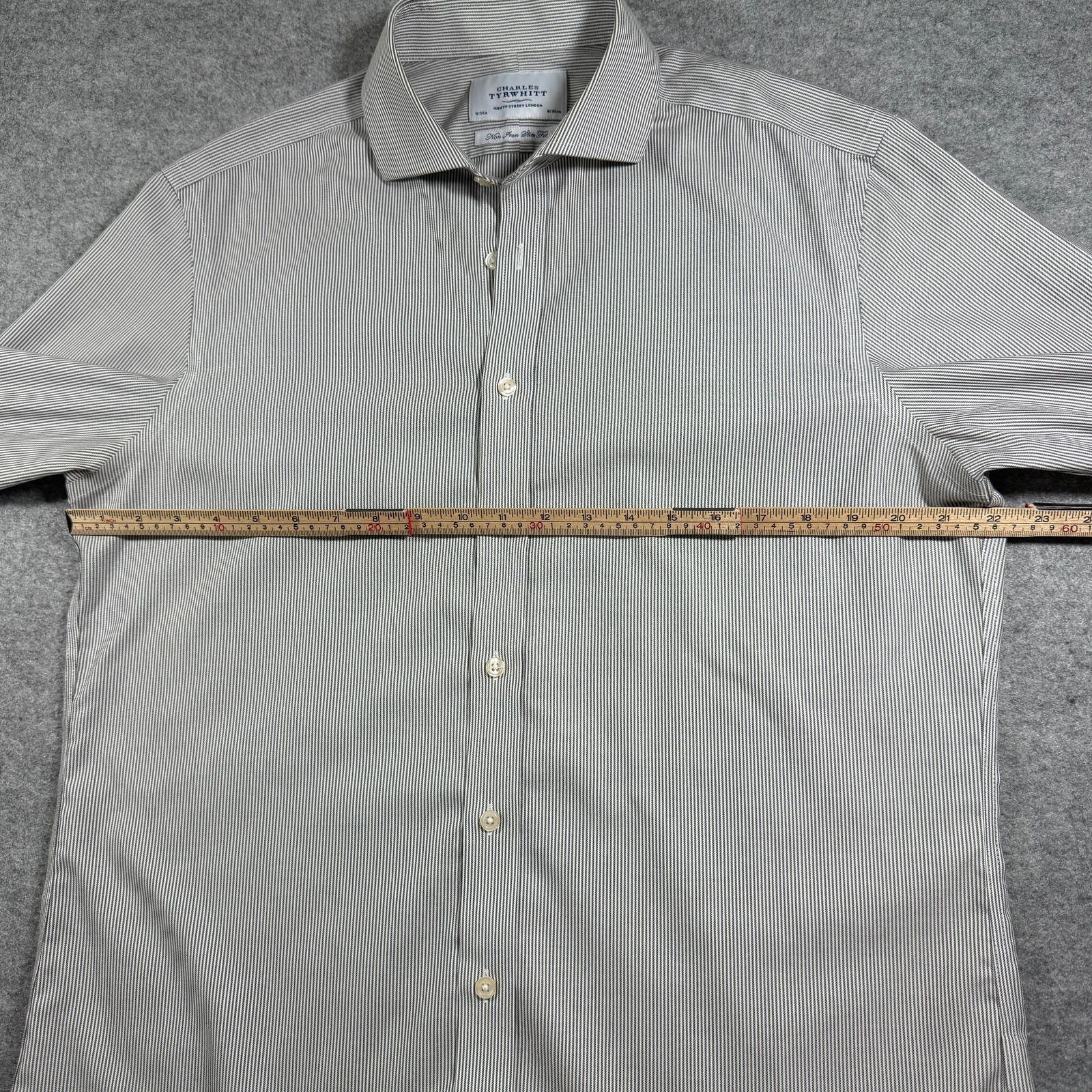 Charles Tyrwhitt Dress Shirt Men 16/34 (L) Black White Striped Slim Fit Non Iron thumbnail 5