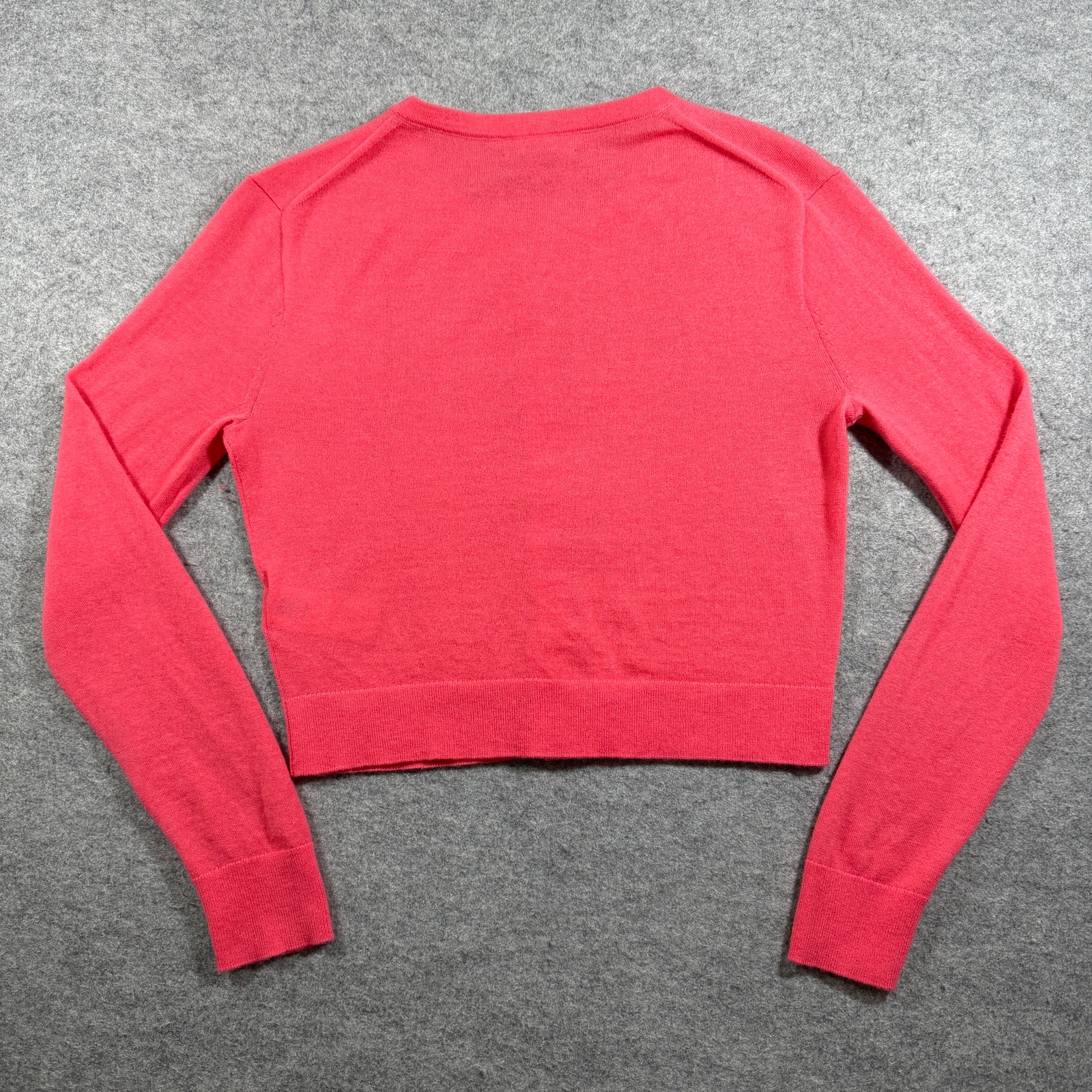 J.Crew 100% Cashmere Cardigan Womens XS Pink Coral Crop Button Front Crew Neck thumbnail 2