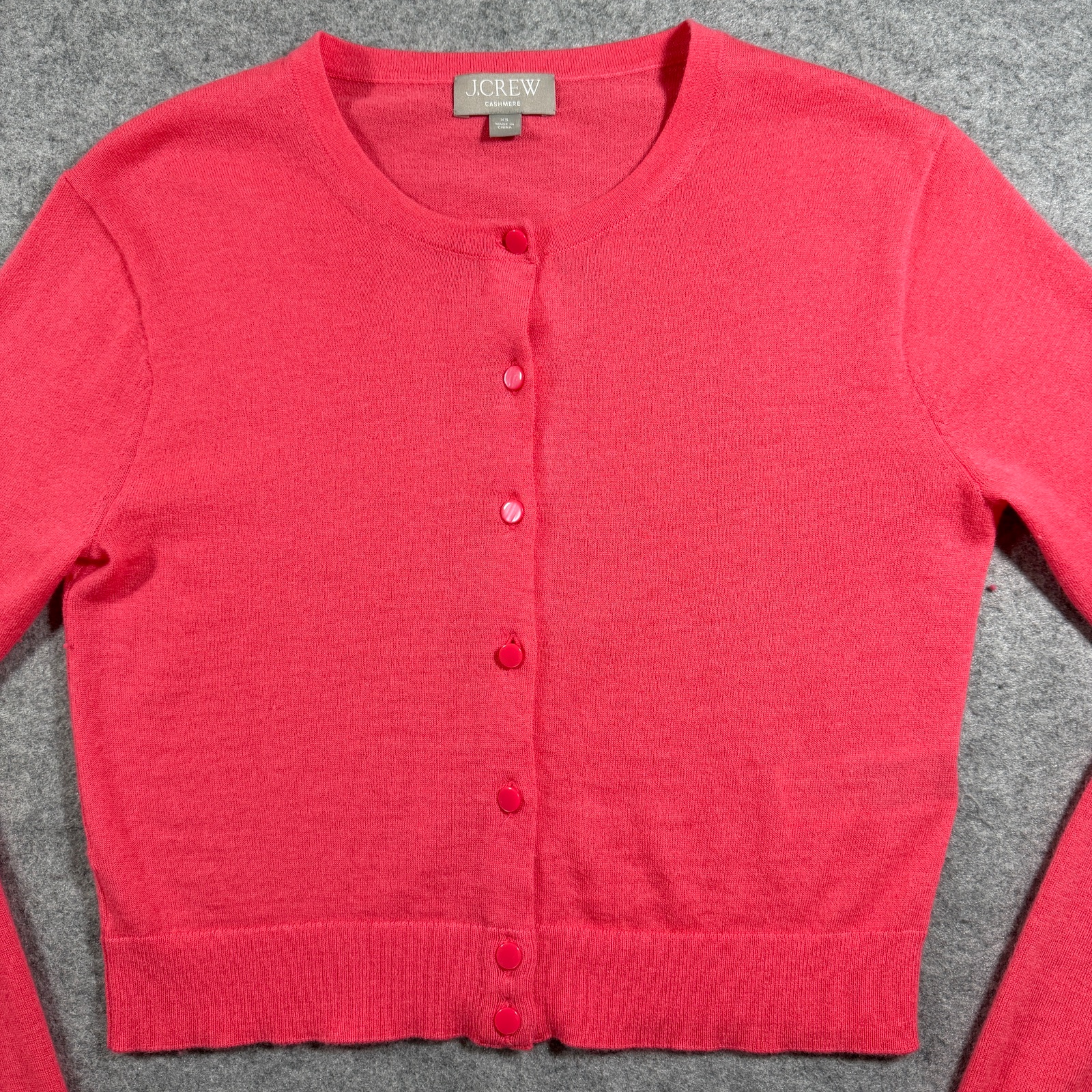 J.Crew 100% Cashmere Cardigan Womens XS Pink Coral Crop Button Front Crew Neck thumbnail 4