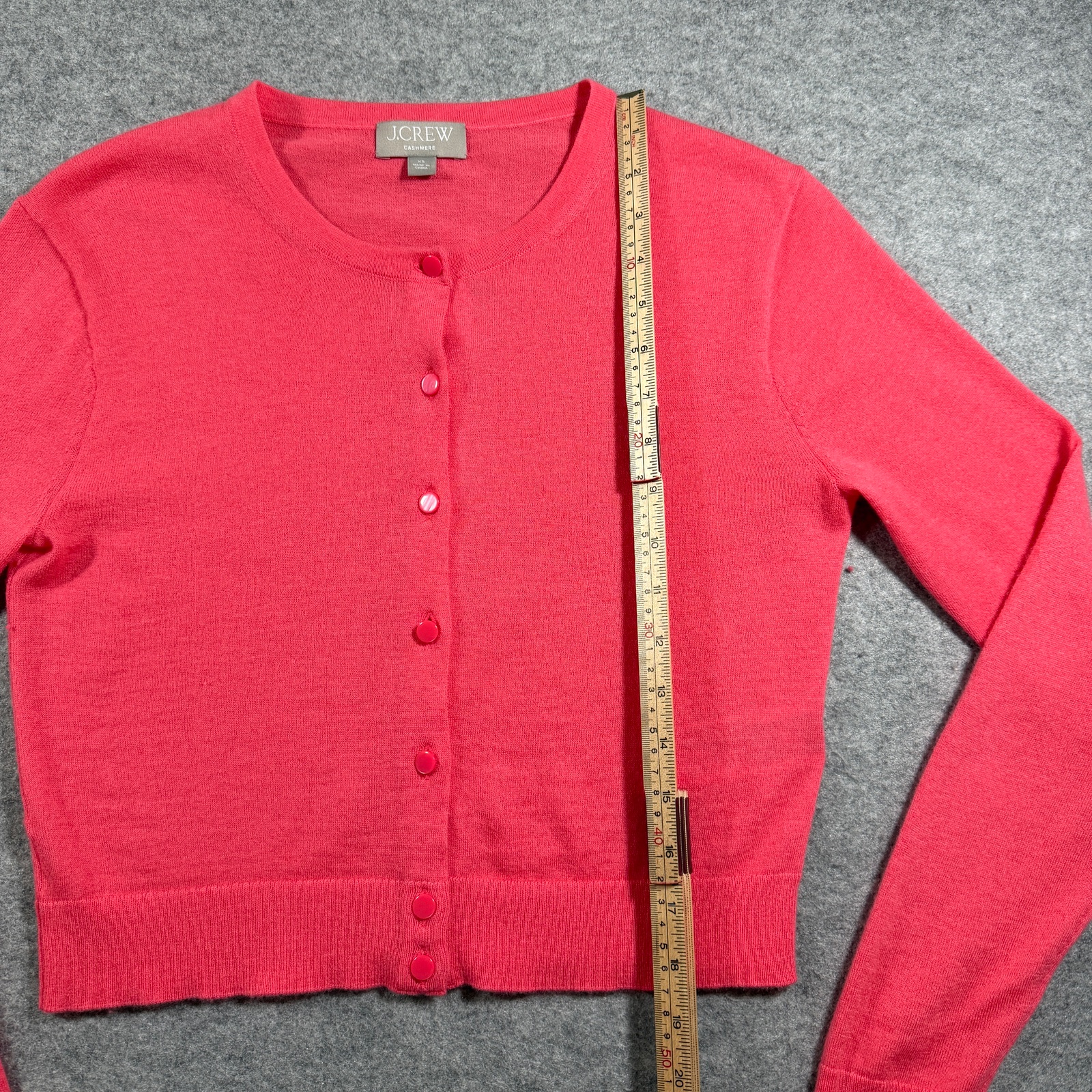 J.Crew 100% Cashmere Cardigan Womens XS Pink Coral Crop Button Front Crew Neck thumbnail 5