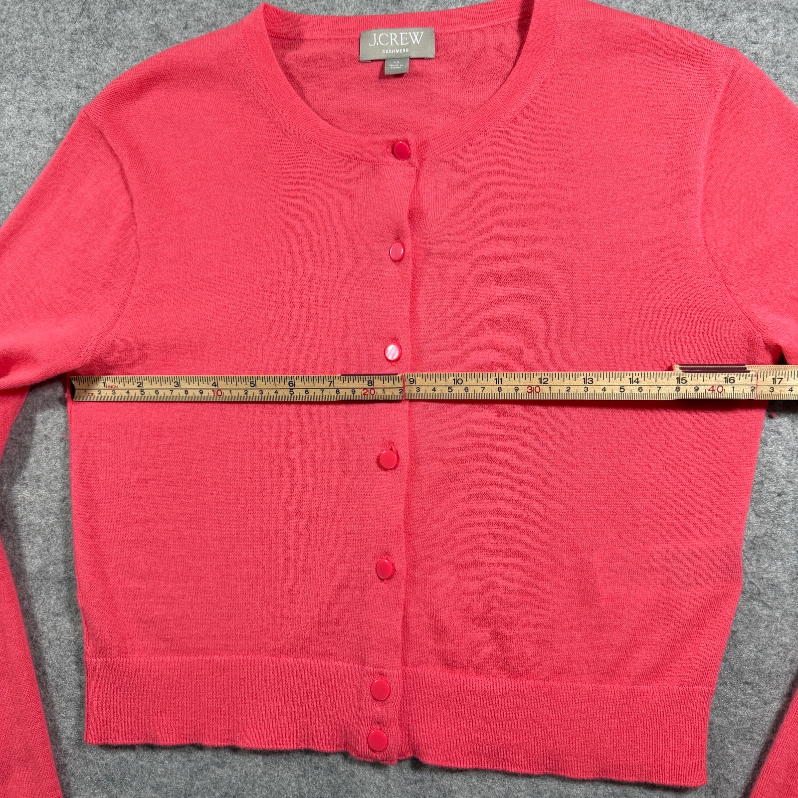 J.Crew 100% Cashmere Cardigan Womens XS Pink Coral Crop Button Front Crew Neck thumbnail 6
