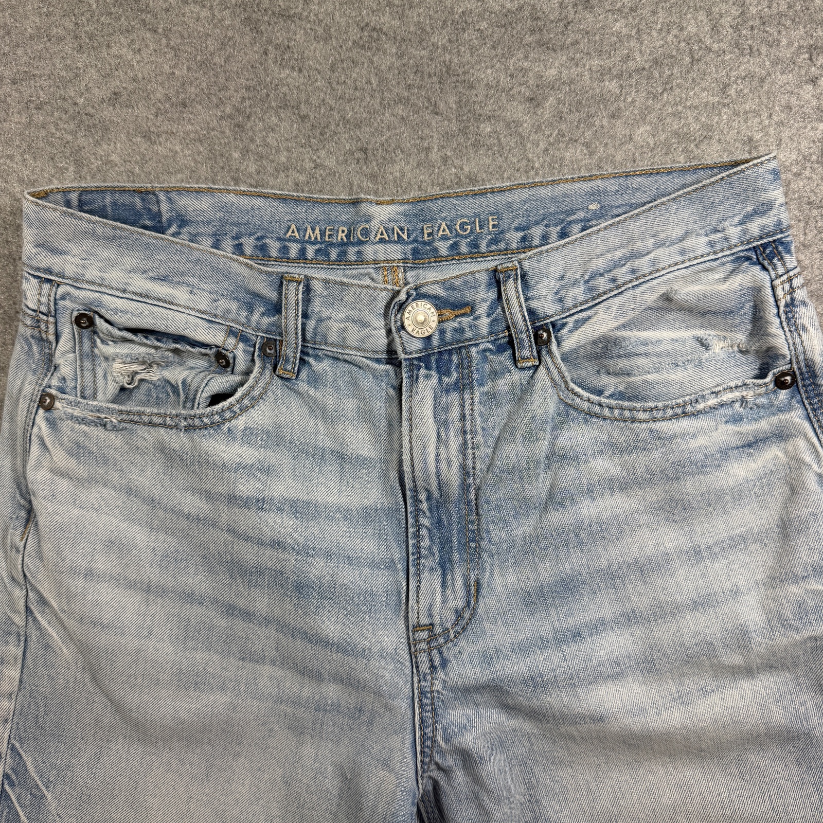 American Eagle 90s Boyfriend Jeans Womens 8 Regular Light Wash Stretch Denim thumbnail 11