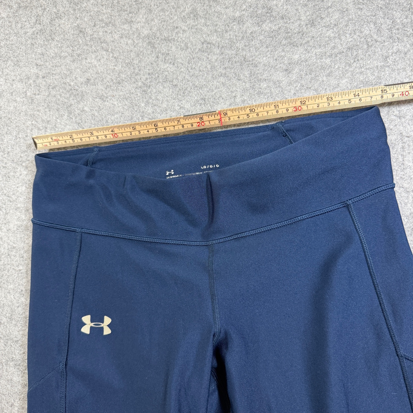 Under Armour HeatGear Leggings Womens L Navy Compression Ankle Zip Workout Yoga thumbnail 7