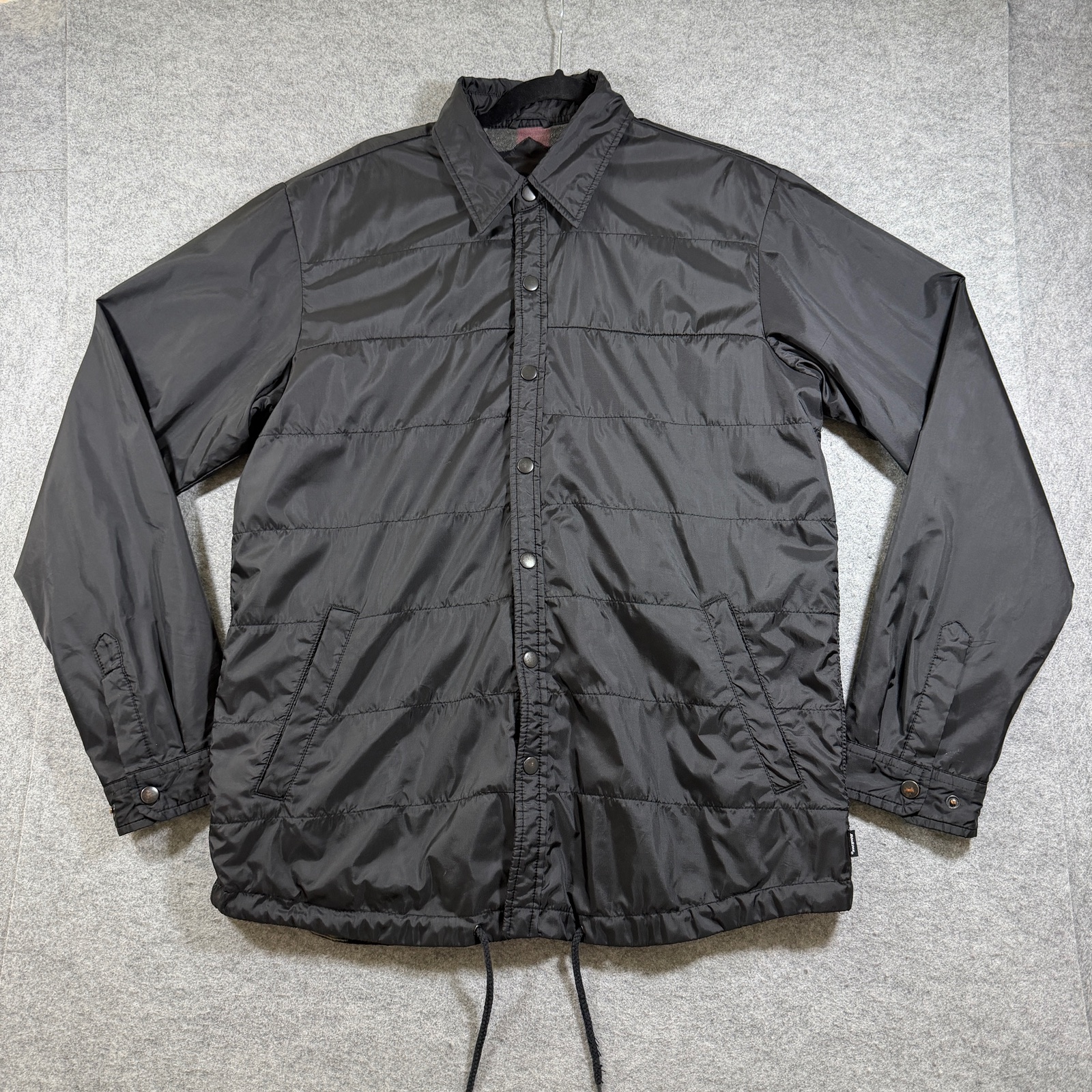Dickies Coach's Flannel Lined Jacket Mens L Black Quilted Snap Front Workwear