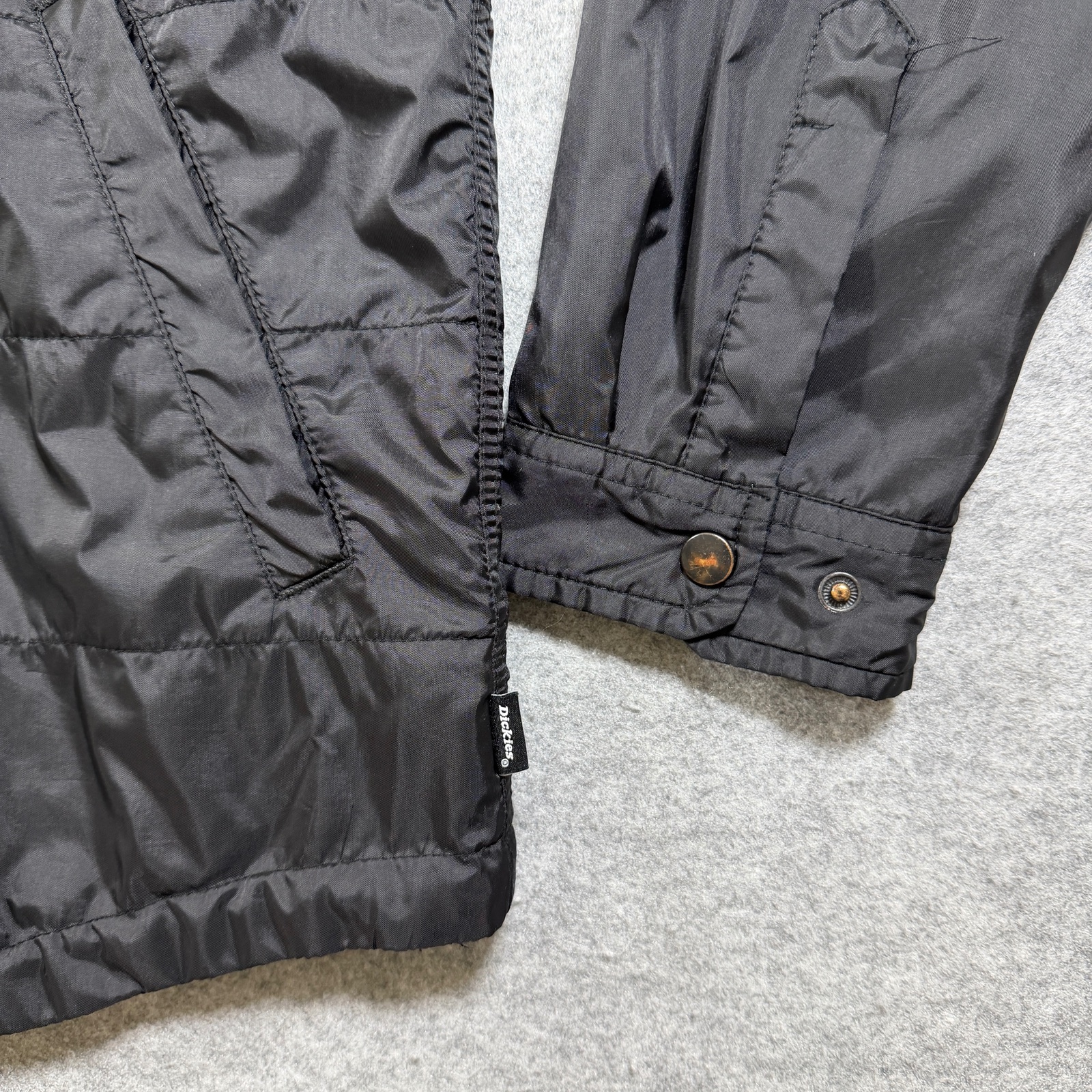 Dickies Coach's Flannel Lined Jacket Mens L Black Quilted Snap Front Workwear thumbnail 5