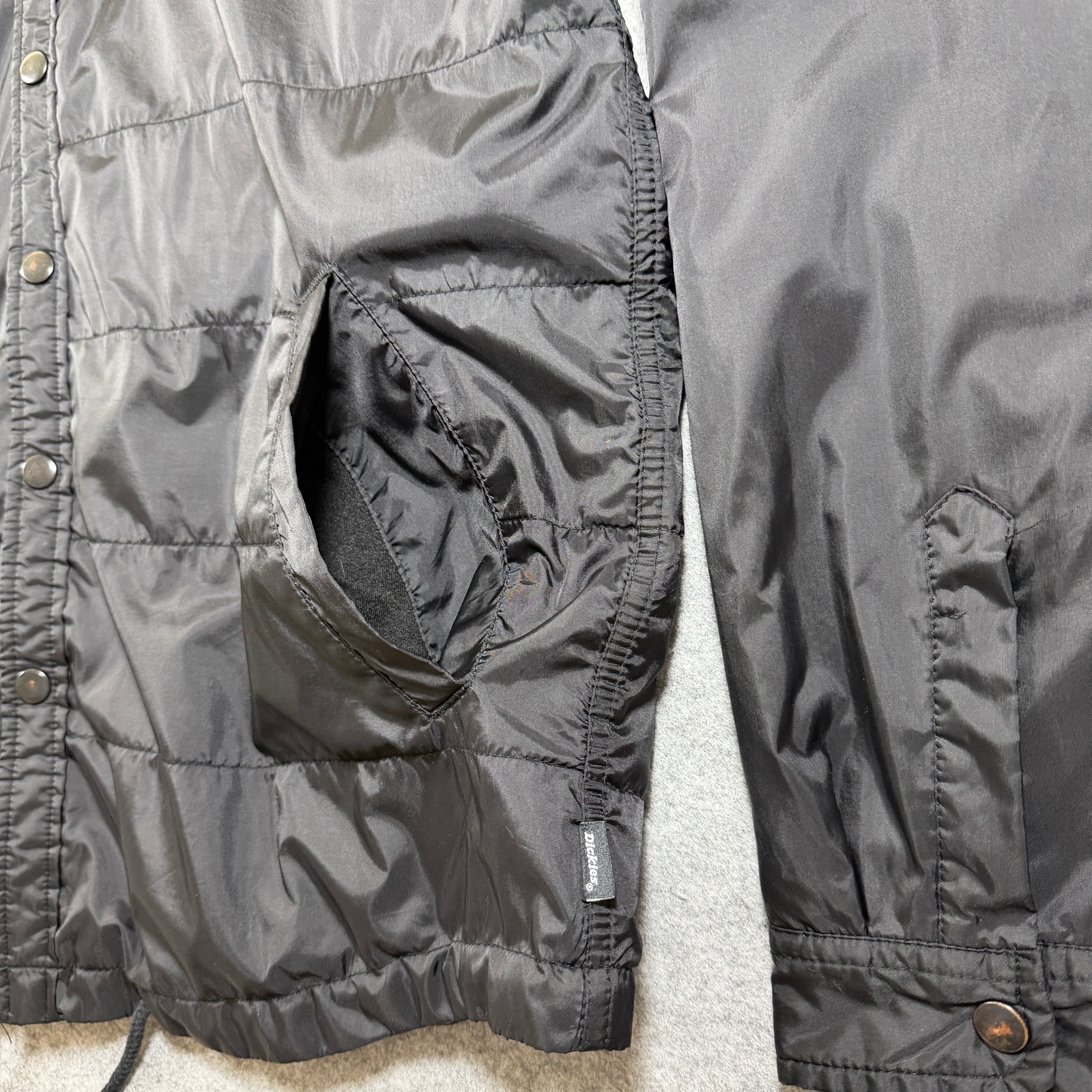 Dickies Coach's Flannel Lined Jacket Mens L Black Quilted Snap Front Workwear thumbnail 10