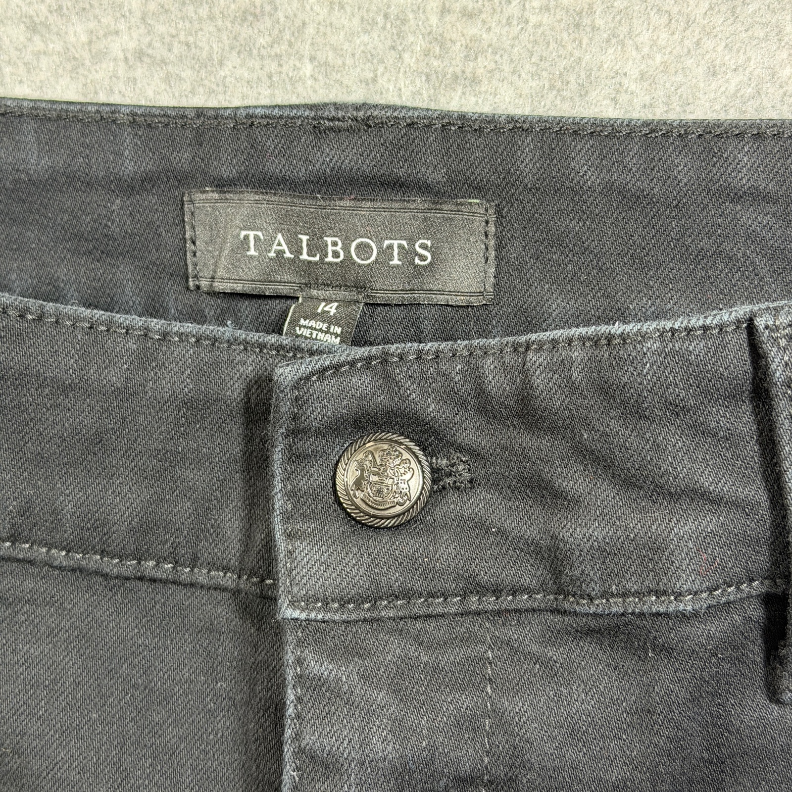 Talbots Jeans Womens 14 Black Wide Leg Flare High Rise Button Pocket Stretch thumbnail 4