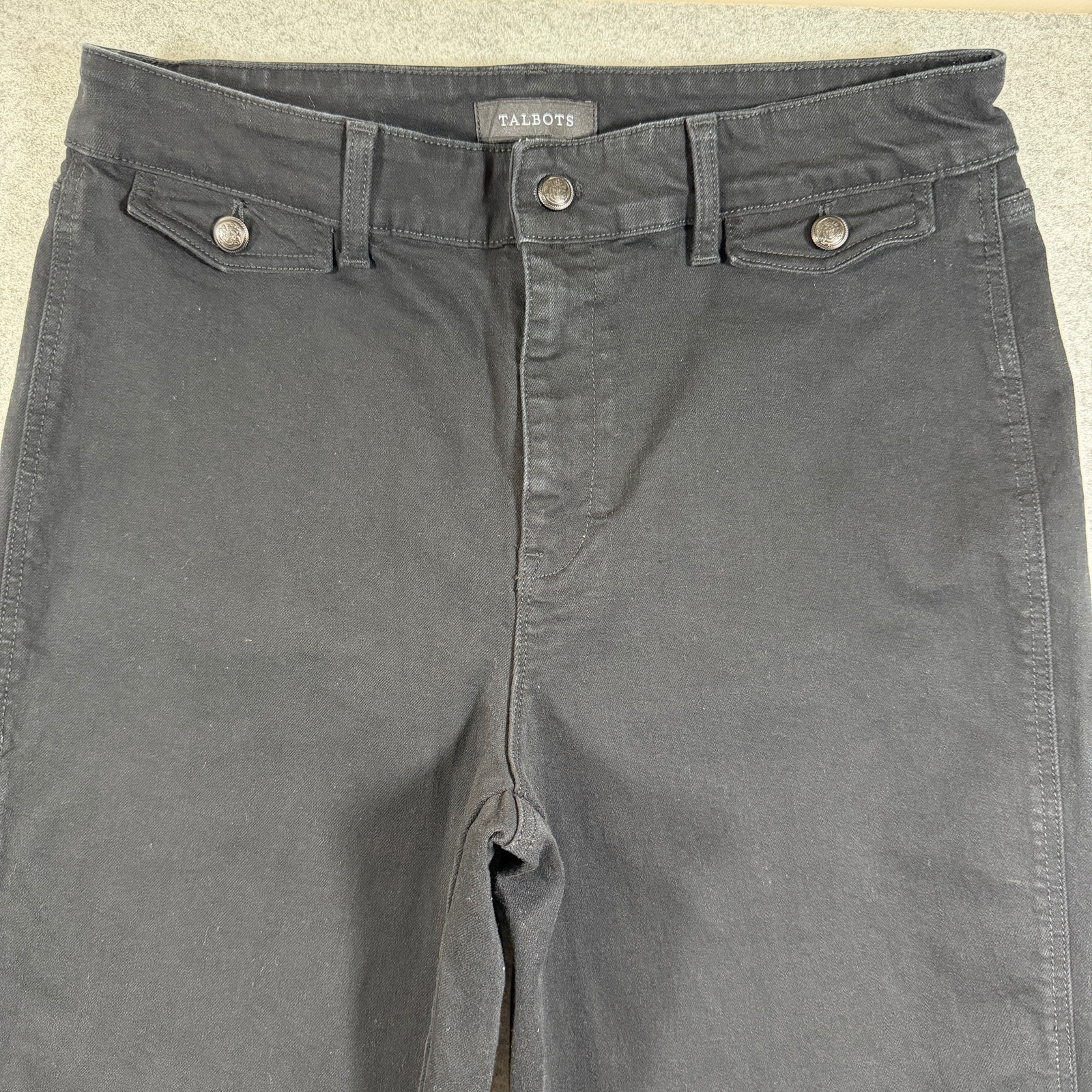 Talbots Jeans Womens 14 Black Wide Leg Flare High Rise Button Pocket Stretch thumbnail 5