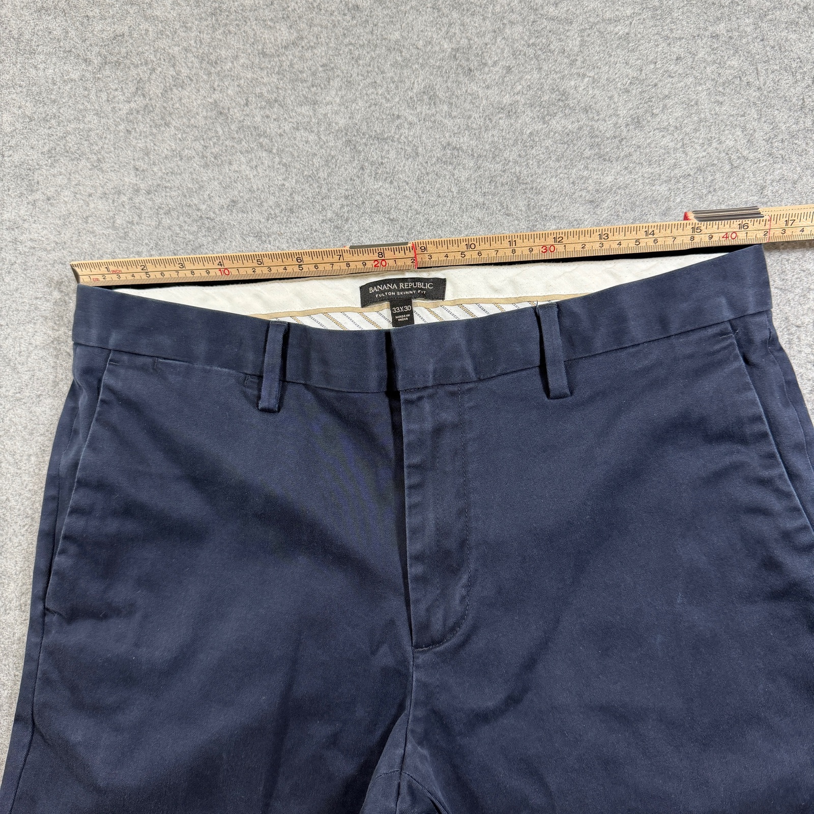 Banana Republic Fulton Skinny Fit Pants Mens 33x30 Navy Stretch Cotton Casual thumbnail 6