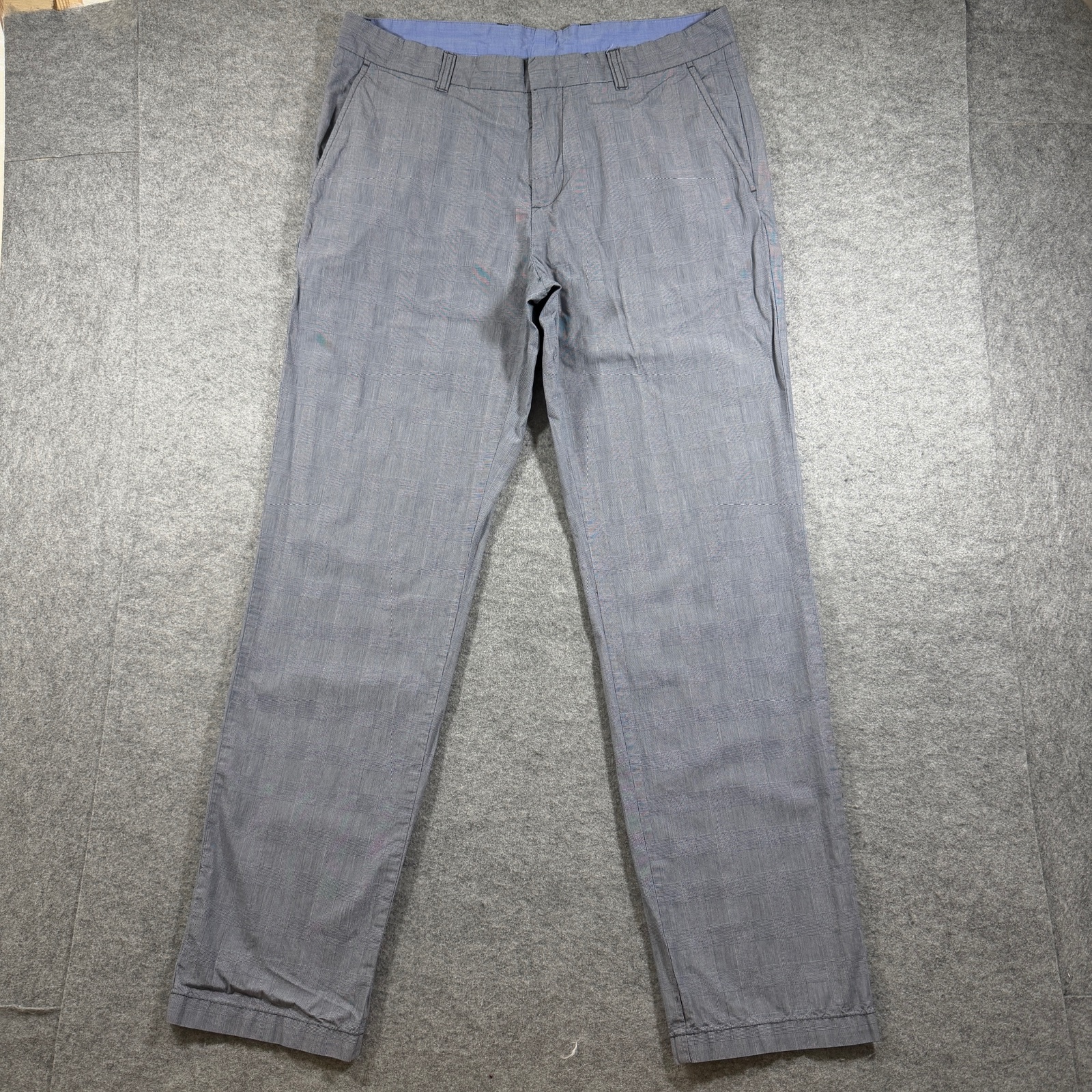 Tommy Hilfiger Plaid Pants Mens 34x32 Blue Straight Leg Slub Cotton Preppy thumbnail 2