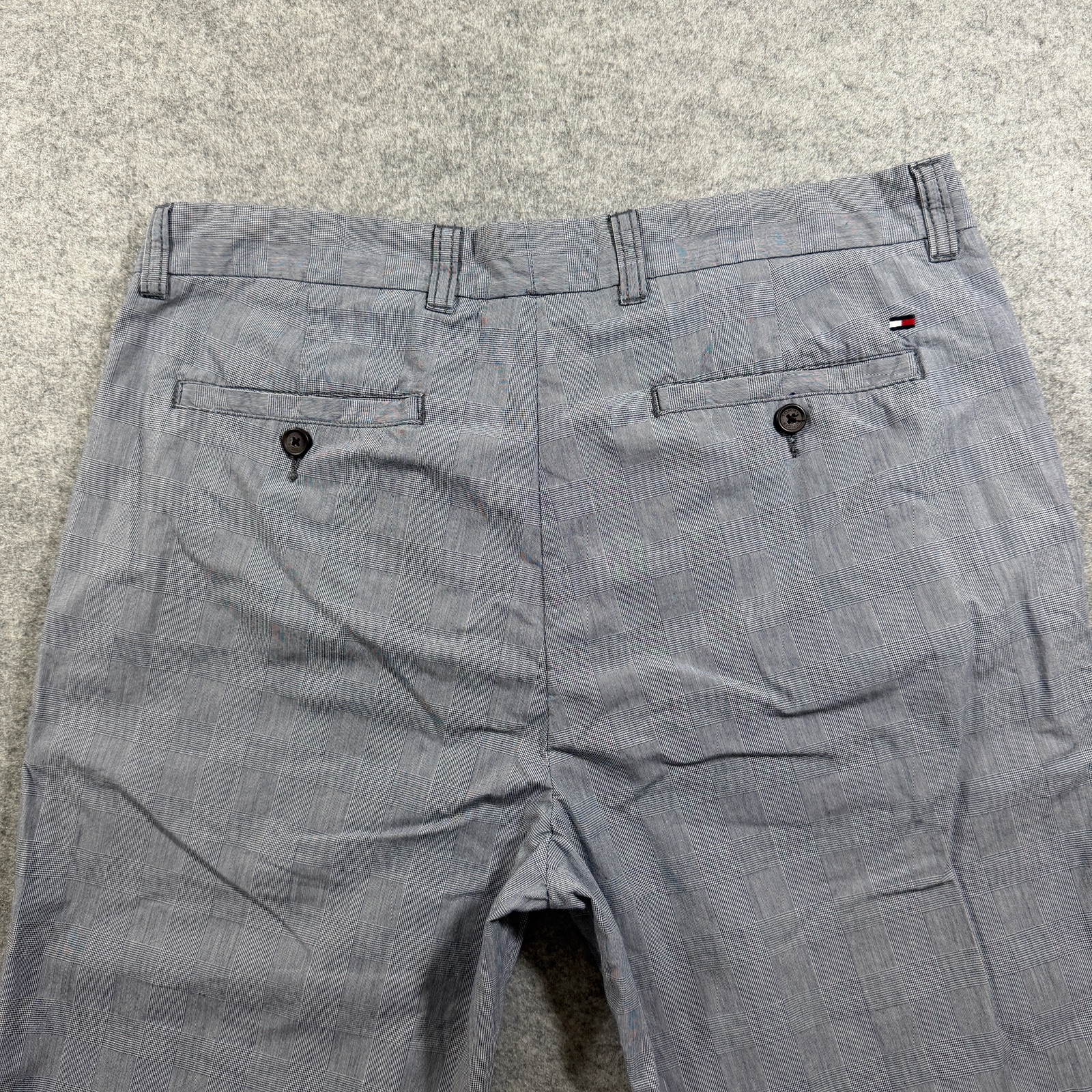 Tommy Hilfiger Plaid Pants Mens 34x32 Blue Straight Leg Slub Cotton Preppy thumbnail 3