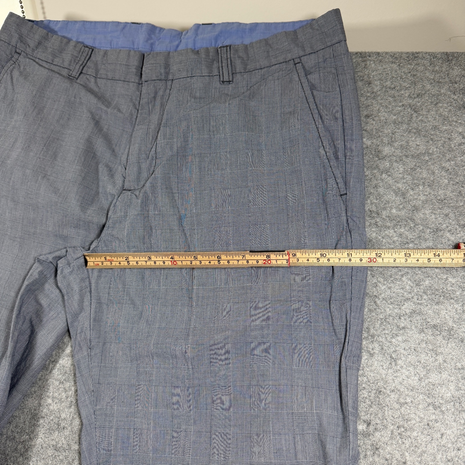 Tommy Hilfiger Plaid Pants Mens 34x32 Blue Straight Leg Slub Cotton Preppy thumbnail 7