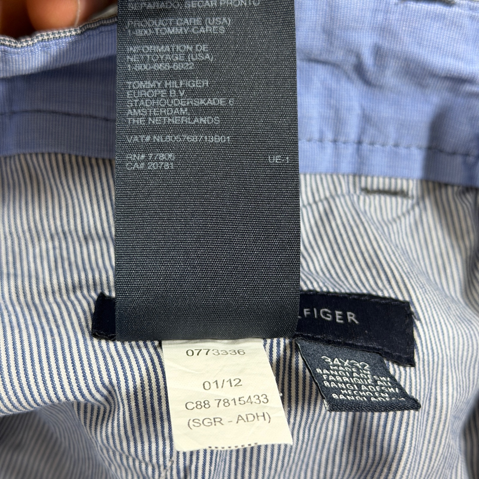 Tommy Hilfiger Plaid Pants Mens 34x32 Blue Straight Leg Slub Cotton Preppy thumbnail 10