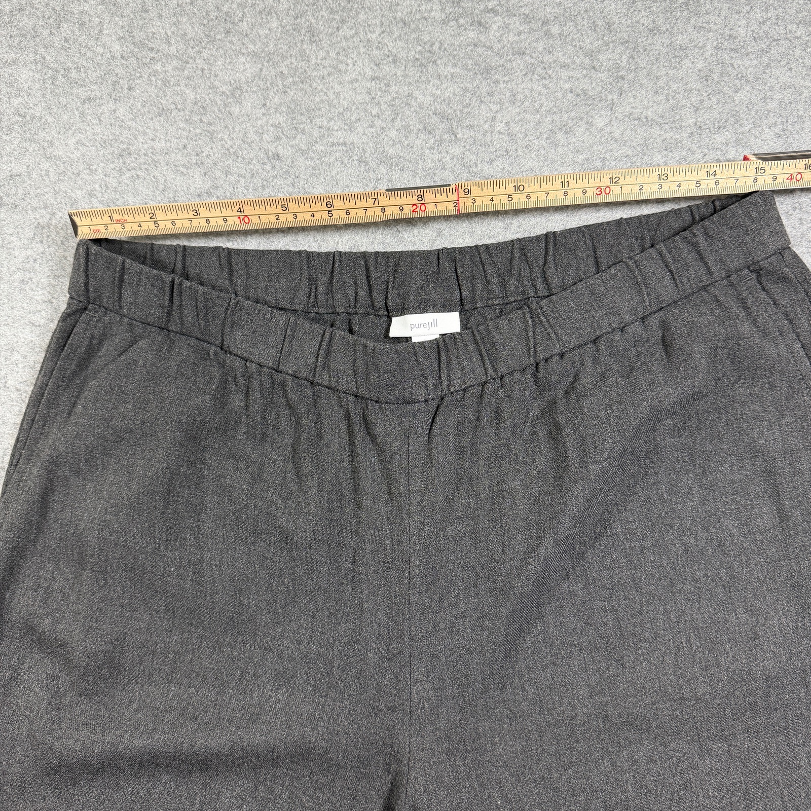 Pure Jill Wide Leg Pants Womens M Tall Gray Rayon Pull On Elastic Waist Relaxed thumbnail 5