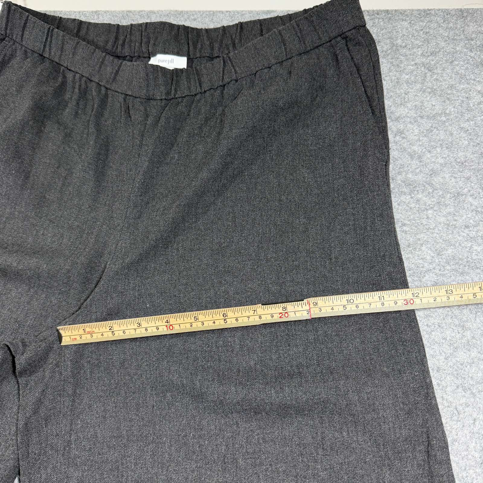 Pure Jill Wide Leg Pants Womens M Tall Gray Rayon Pull On Elastic Waist Relaxed thumbnail 7