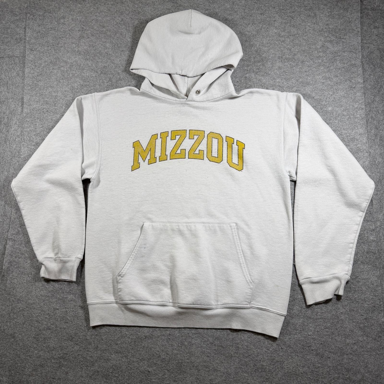 Vintage 90s Champion Mizzou Tigers Hoodie Mens M White Fleece NCAA Missouri Logo