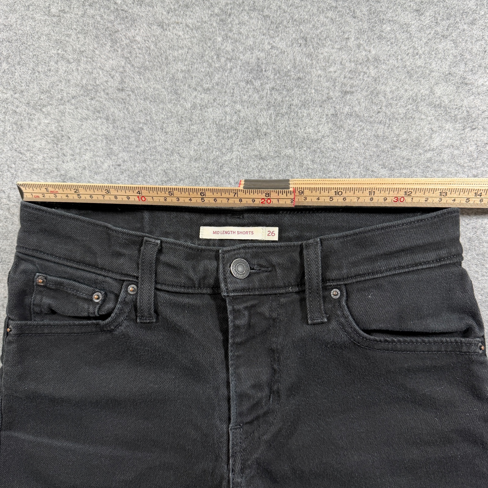 Levi's Denim Shorts Womens 26 Black Mid Length Cotton 5 Pocket Jean Shorts thumbnail 5