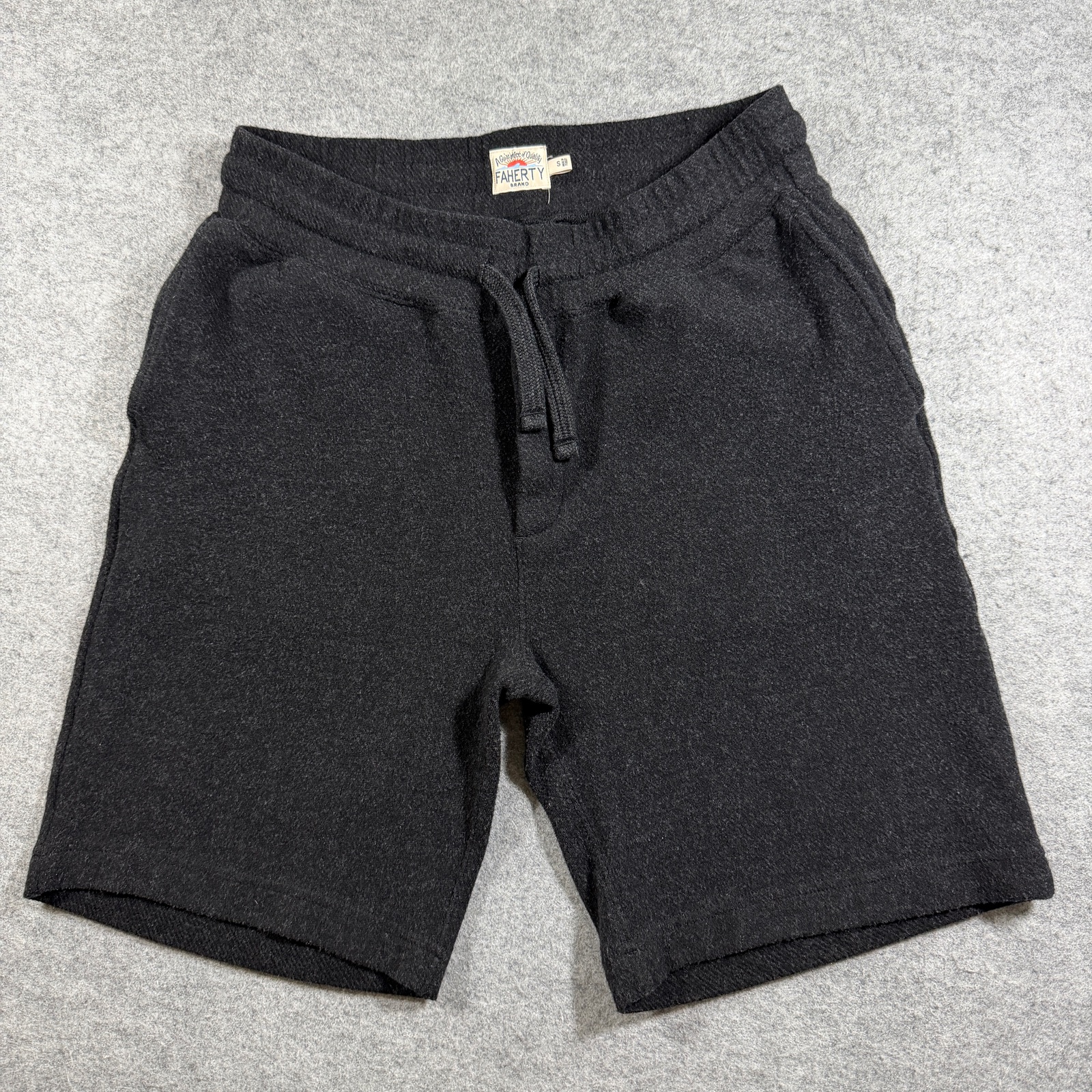 Faherty Sweat Shorts Mens S Charcoal Gray French Terry Cotton Relaxed Fit Pocket