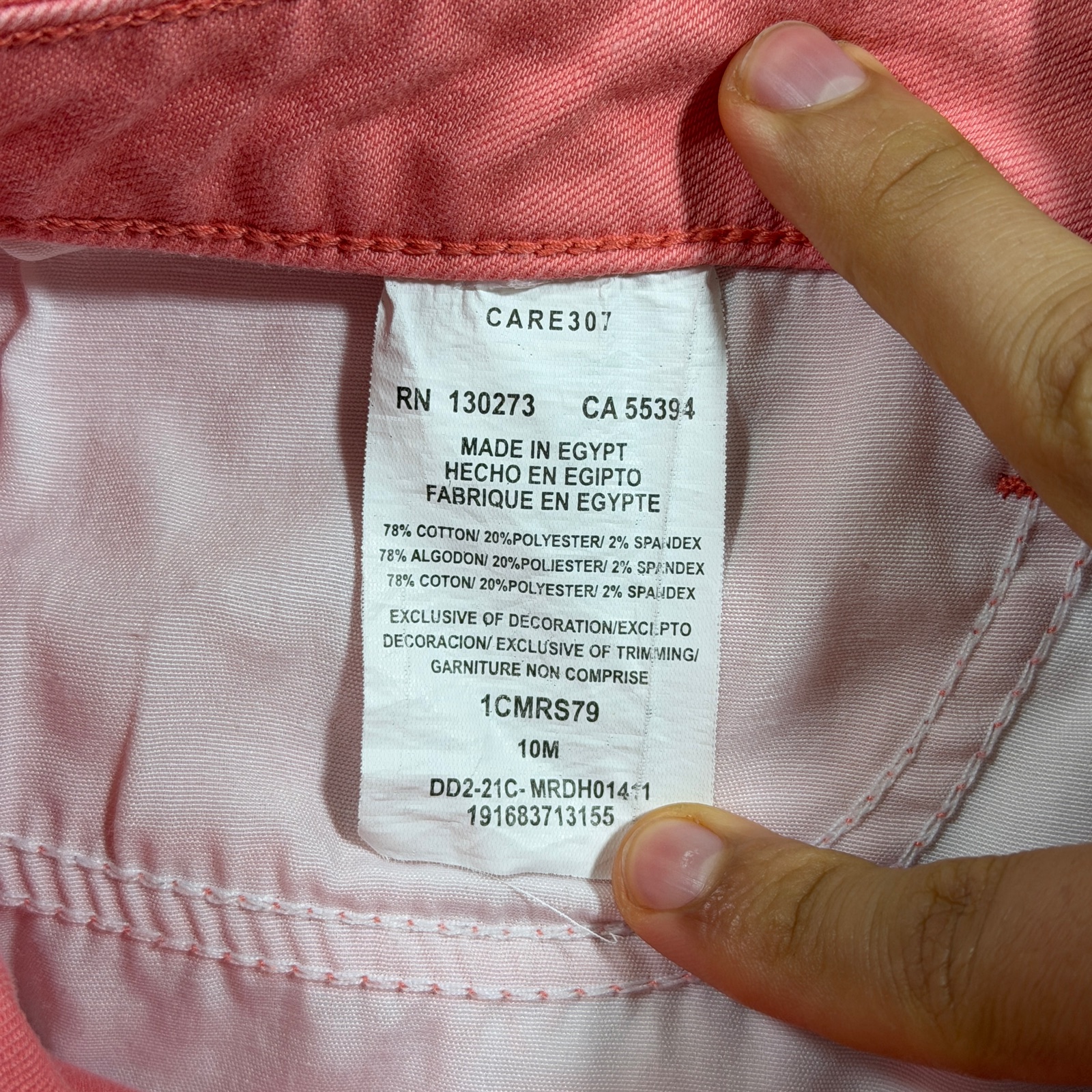 Lee Shorts Womens 10M Coral Salmon Pink Mid Rise Regular Fit Cotton Stretch thumbnail 4
