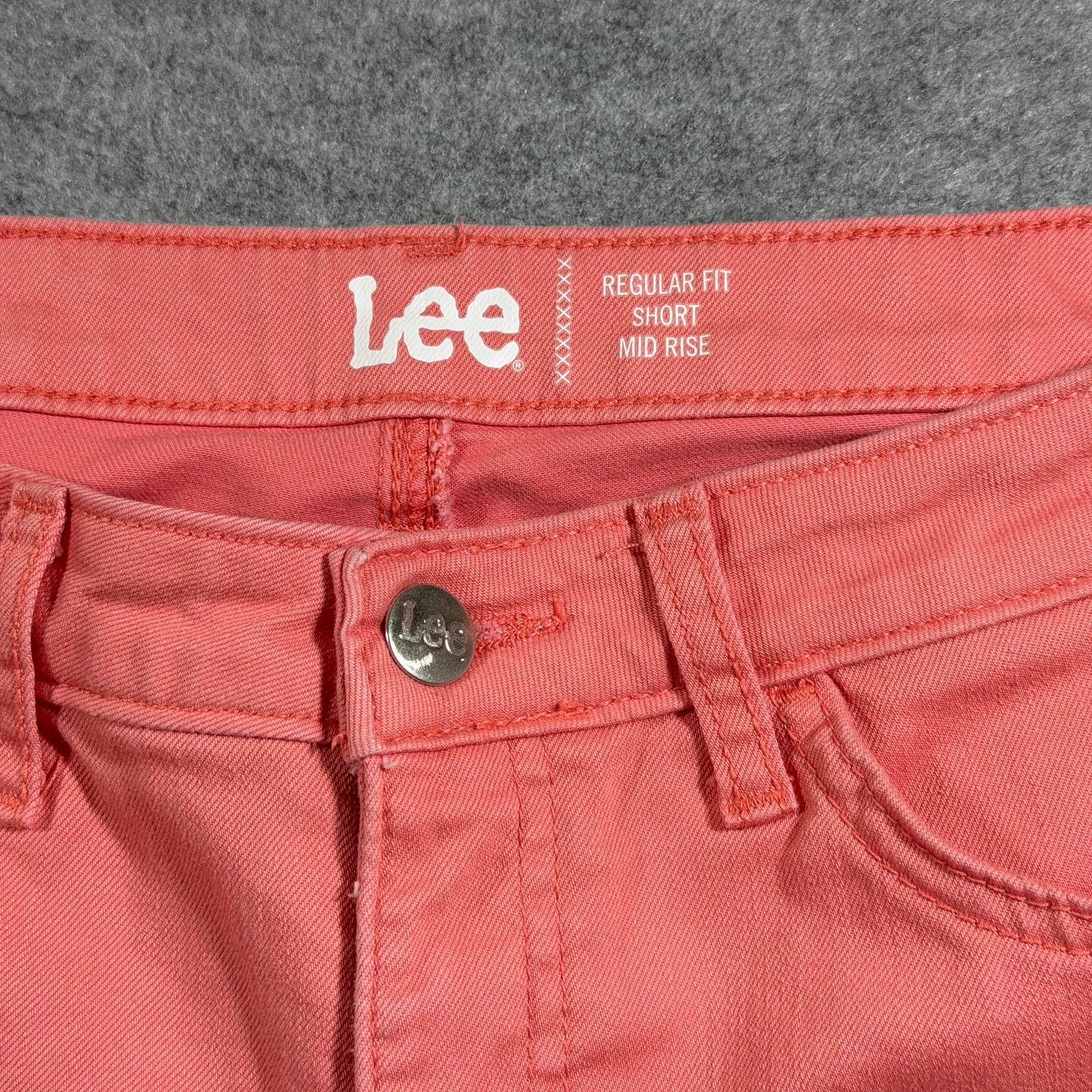 Lee Shorts Womens 10M Coral Salmon Pink Mid Rise Regular Fit Cotton Stretch thumbnail 5
