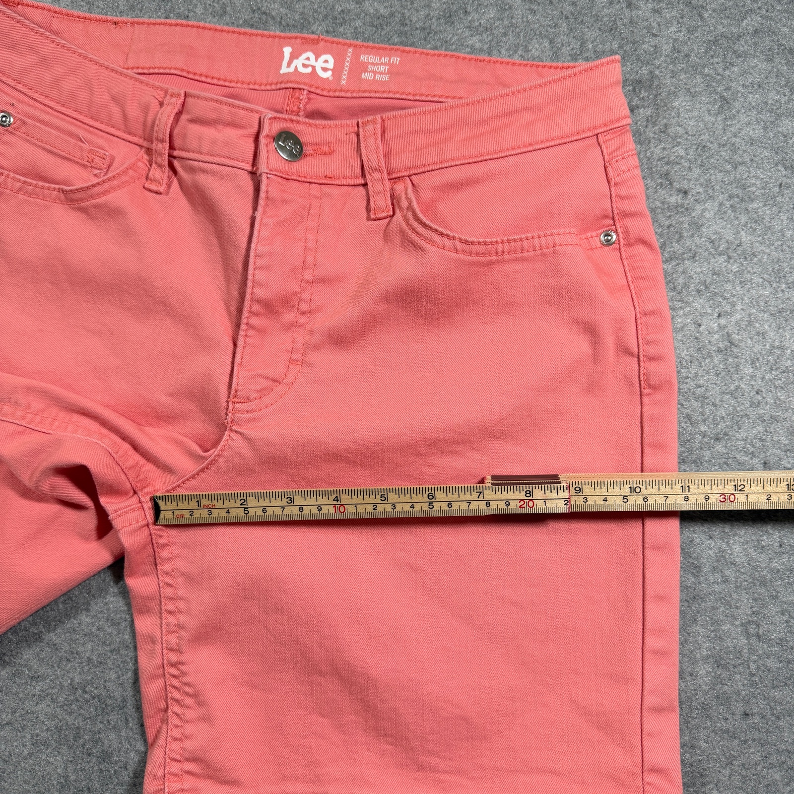 Lee Shorts Womens 10M Coral Salmon Pink Mid Rise Regular Fit Cotton Stretch thumbnail 7