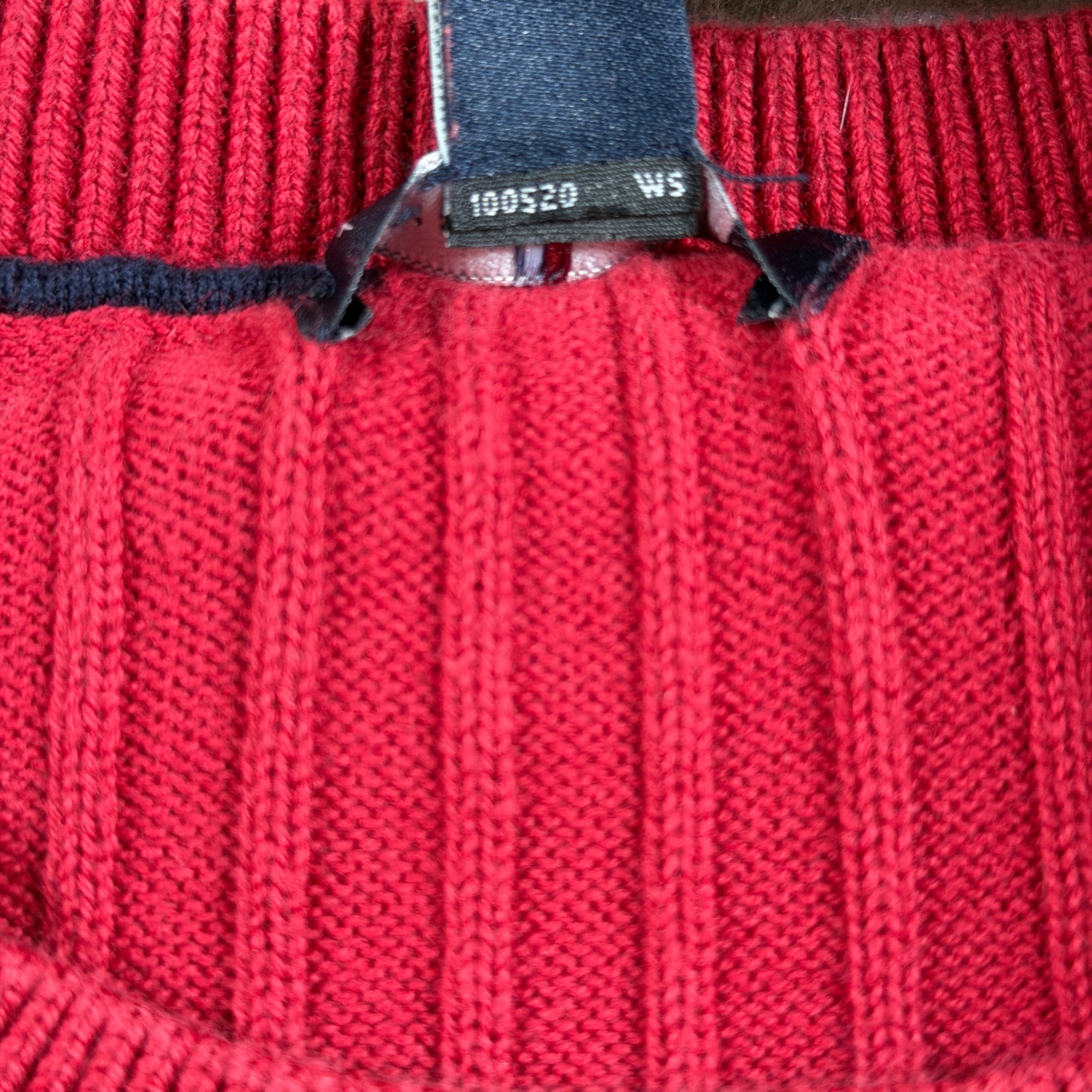 Tommy Hilfiger Sweater Womens M Red Crewneck Ribbed Knit H Logo Cotton Preppy thumbnail 9