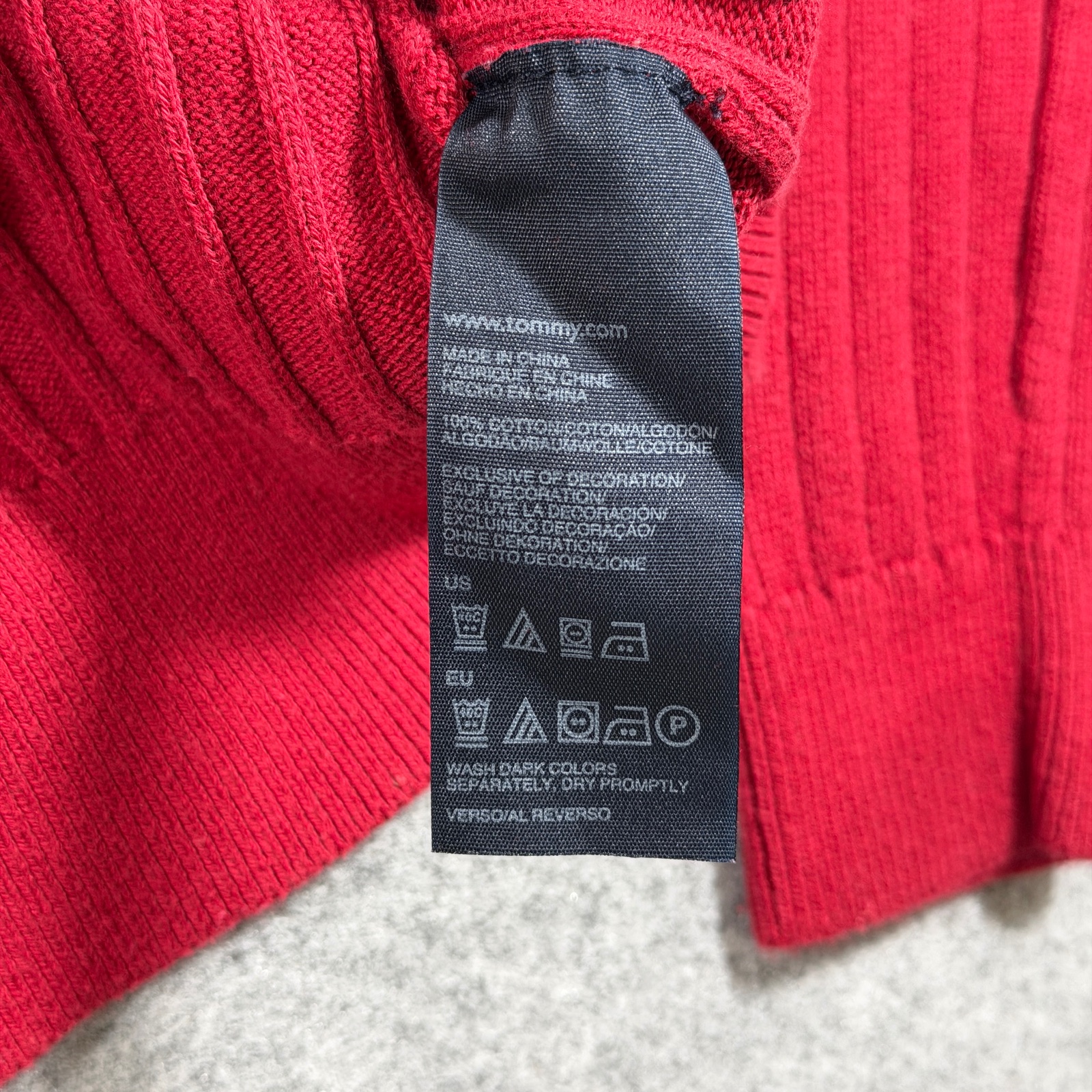 Tommy Hilfiger Sweater Womens M Red Crewneck Ribbed Knit H Logo Cotton Preppy thumbnail 10