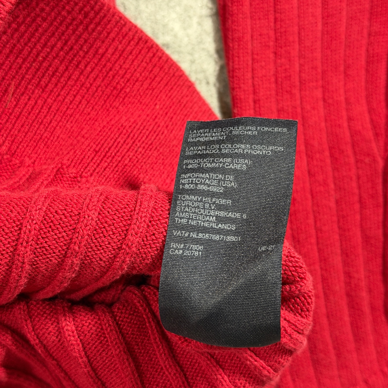 Tommy Hilfiger Sweater Womens M Red Crewneck Ribbed Knit H Logo Cotton Preppy thumbnail 11