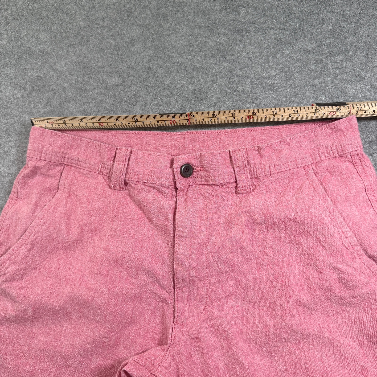 St. John's Bay Shorts Mens 36 Pink Cotton Linen Flat Front Preppy Summer thumbnail 5