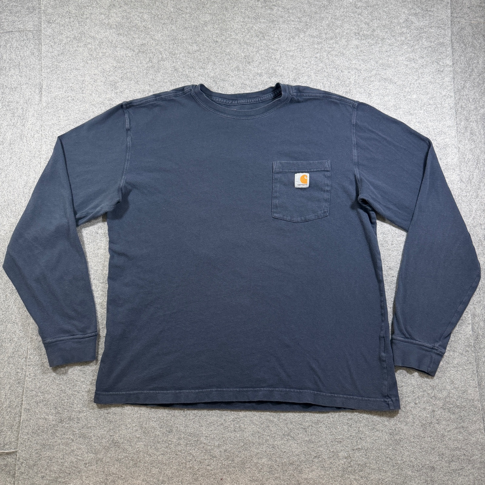 Carhartt Workwear Pocket T Shirt Mens L Navy Blue Long Sleeve Cotton Relaxed Fit