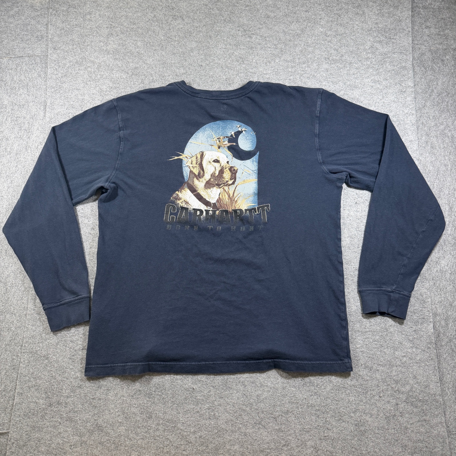 Carhartt Workwear Pocket T Shirt Mens L Navy Blue Long Sleeve Cotton Relaxed Fit thumbnail 2
