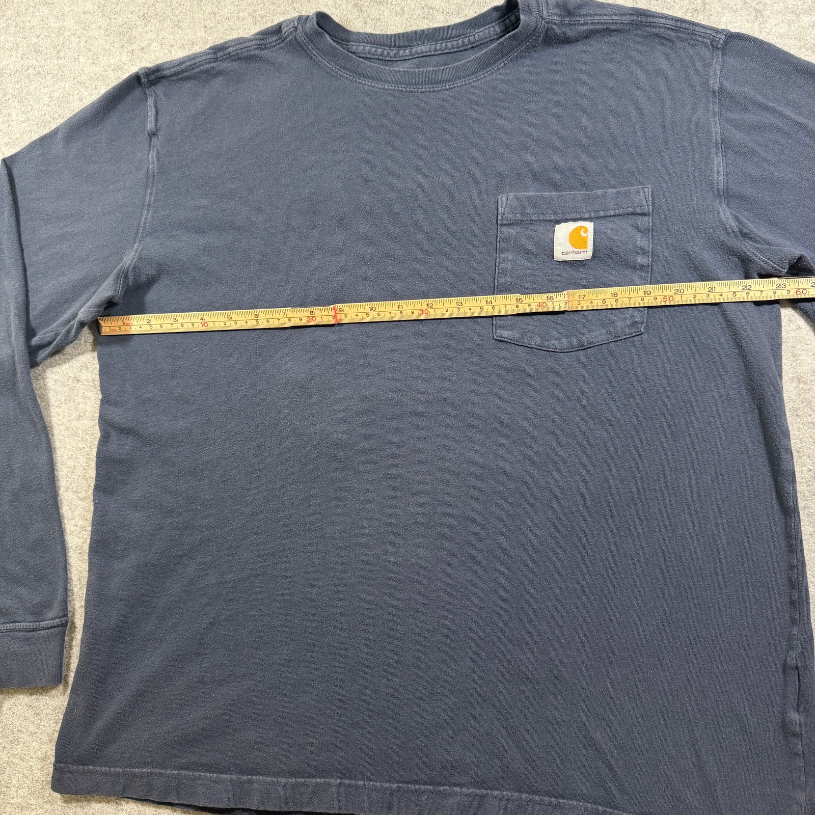 Carhartt Workwear Pocket T Shirt Mens L Navy Blue Long Sleeve Cotton Relaxed Fit thumbnail 7