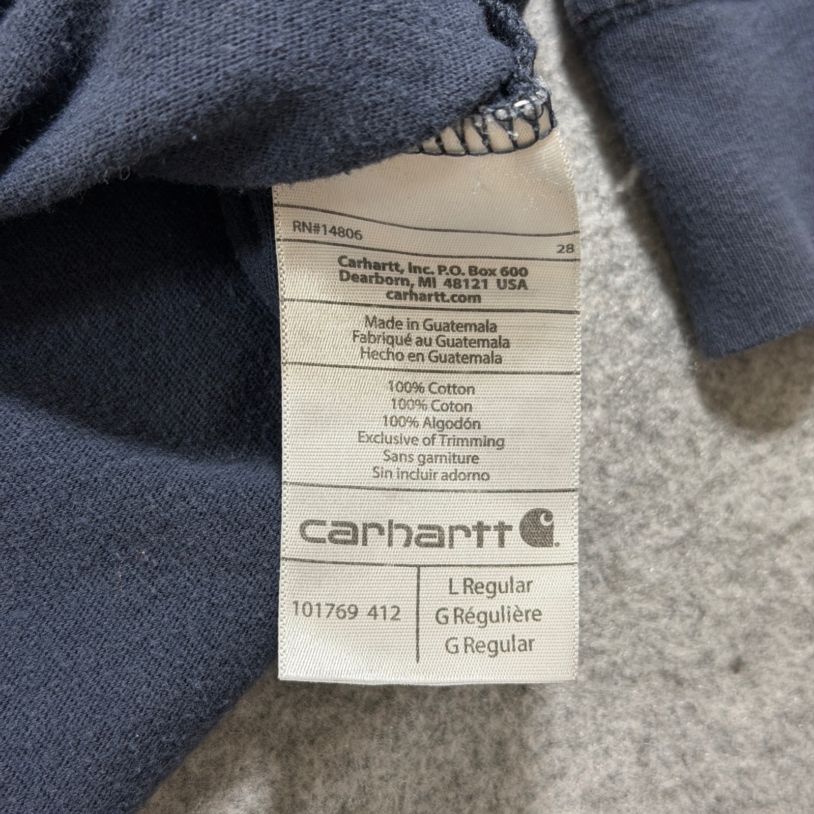 Carhartt Workwear Pocket T Shirt Mens L Navy Blue Long Sleeve Cotton Relaxed Fit thumbnail 11